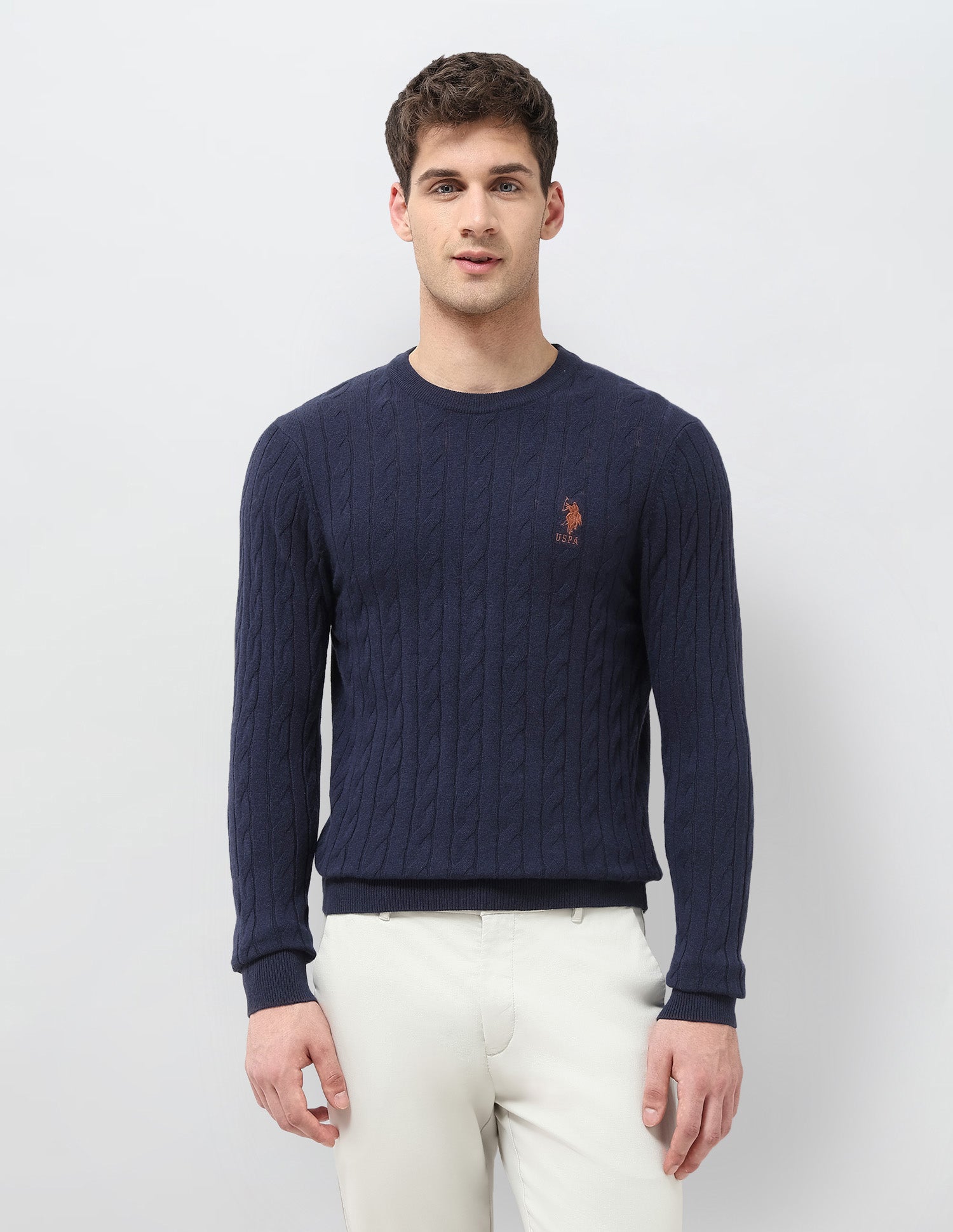 Patterned Knit Regular Fit Sweater Navy - U.S. POLO ASSN. | Large