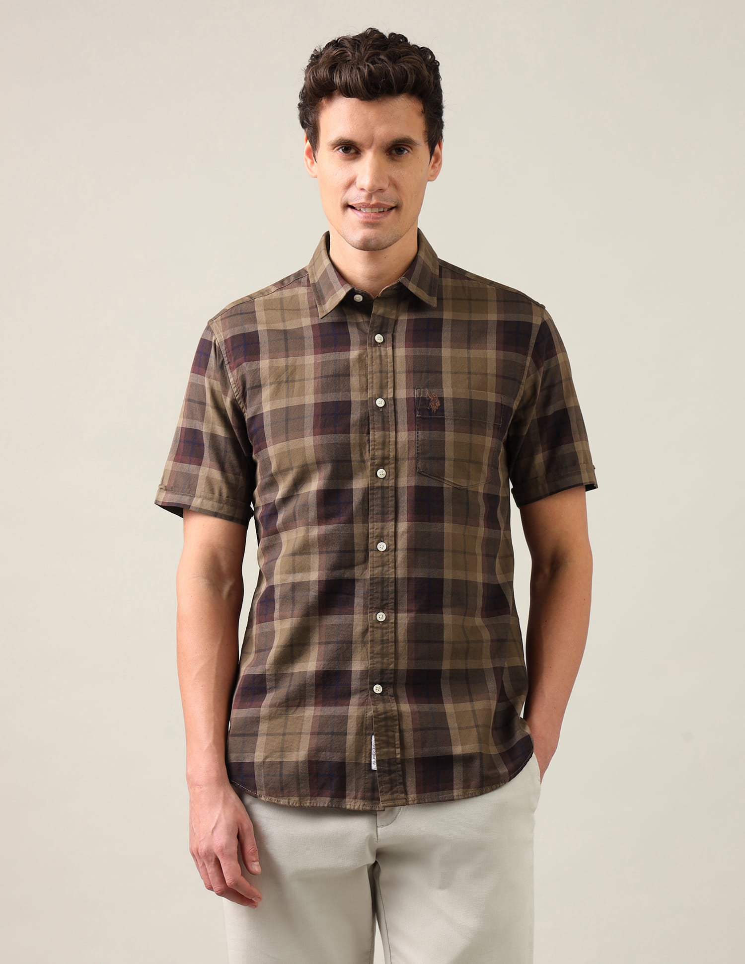 Tartan Checked Regular Fit Shirt Brown - U.S. Polo Assn. India | Large