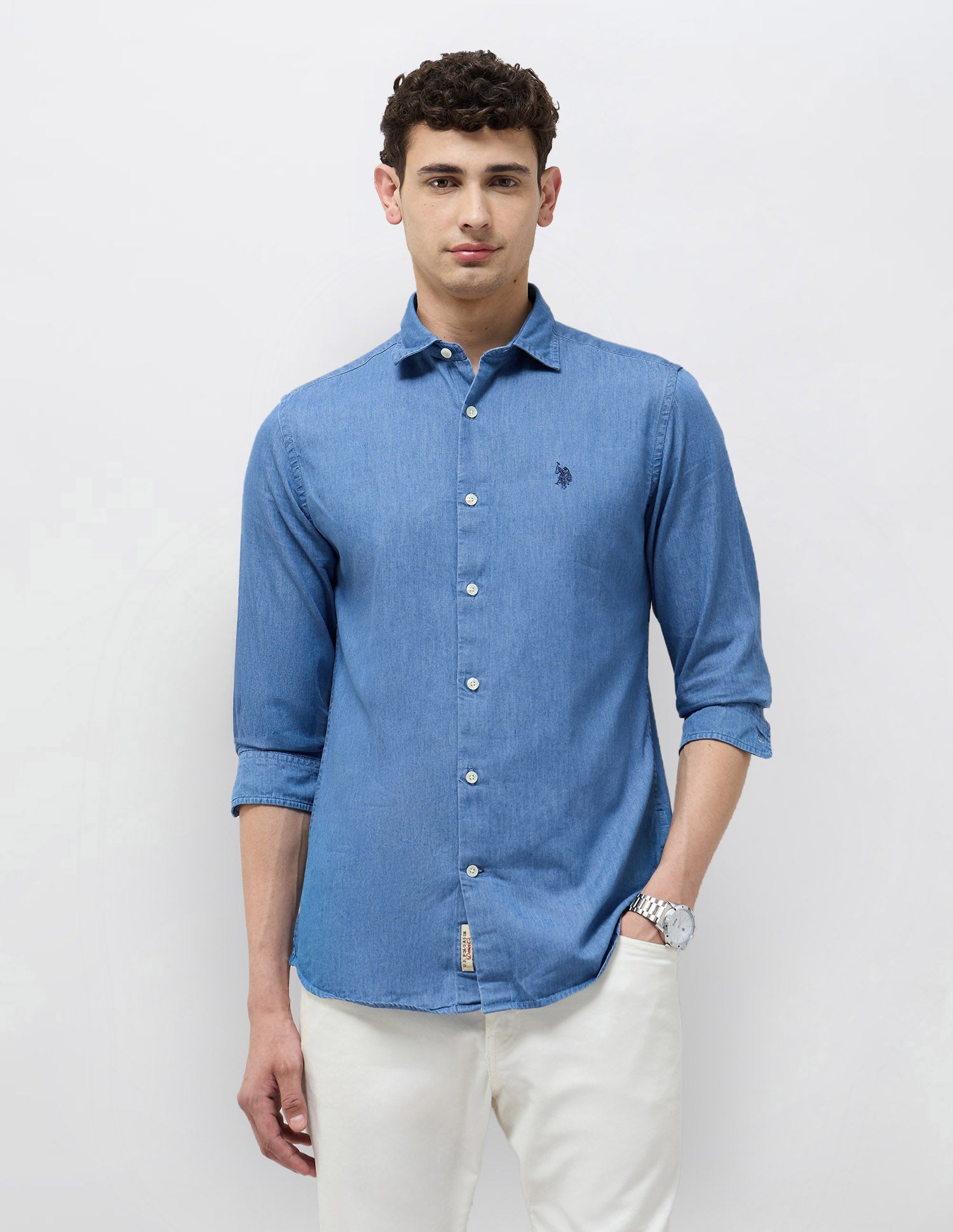 Twill Slim Fit Shirt Indigo - U.S. POLO ASSN. | Large
