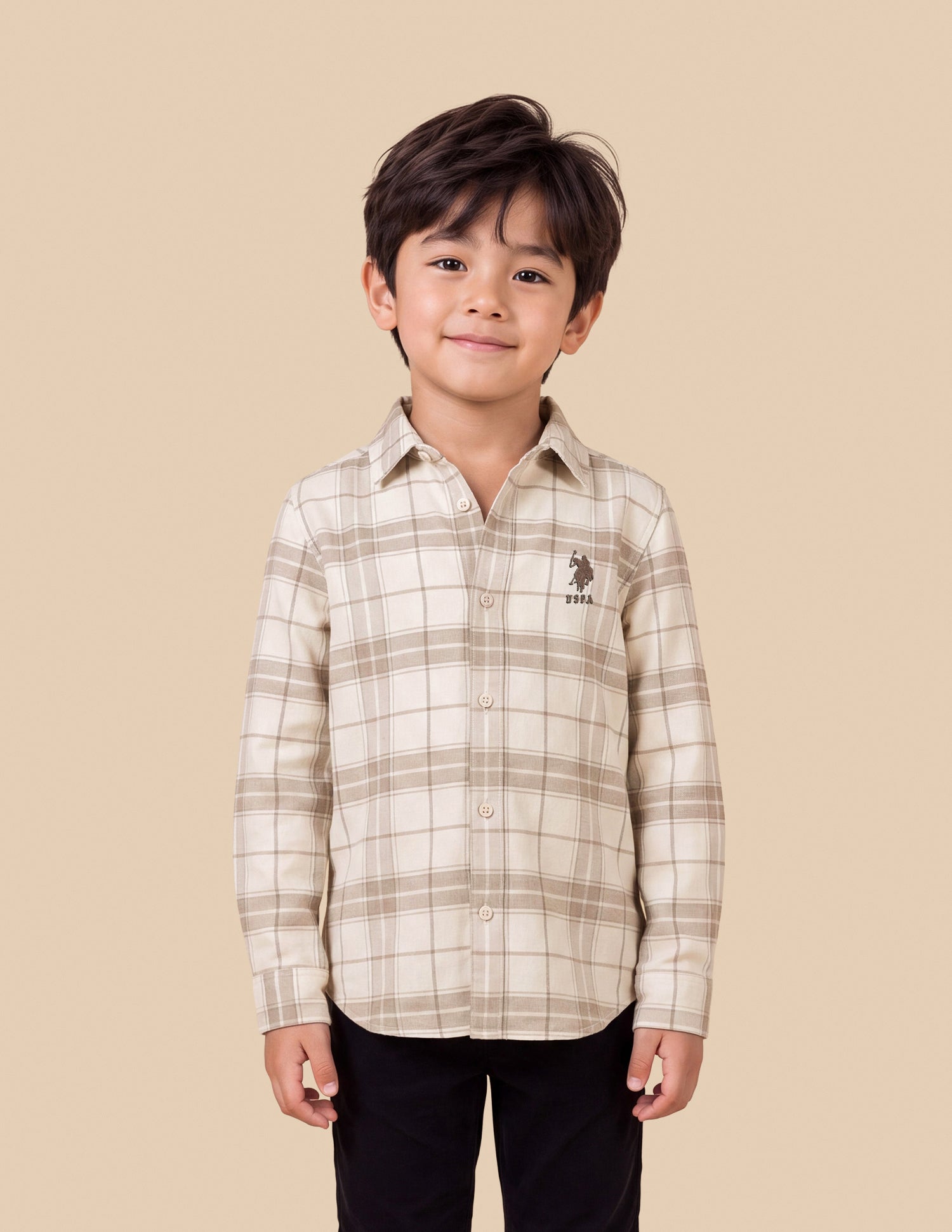 Plaid Checked Corduroy Shirt Beige - U.S. Polo Assn. India | Large