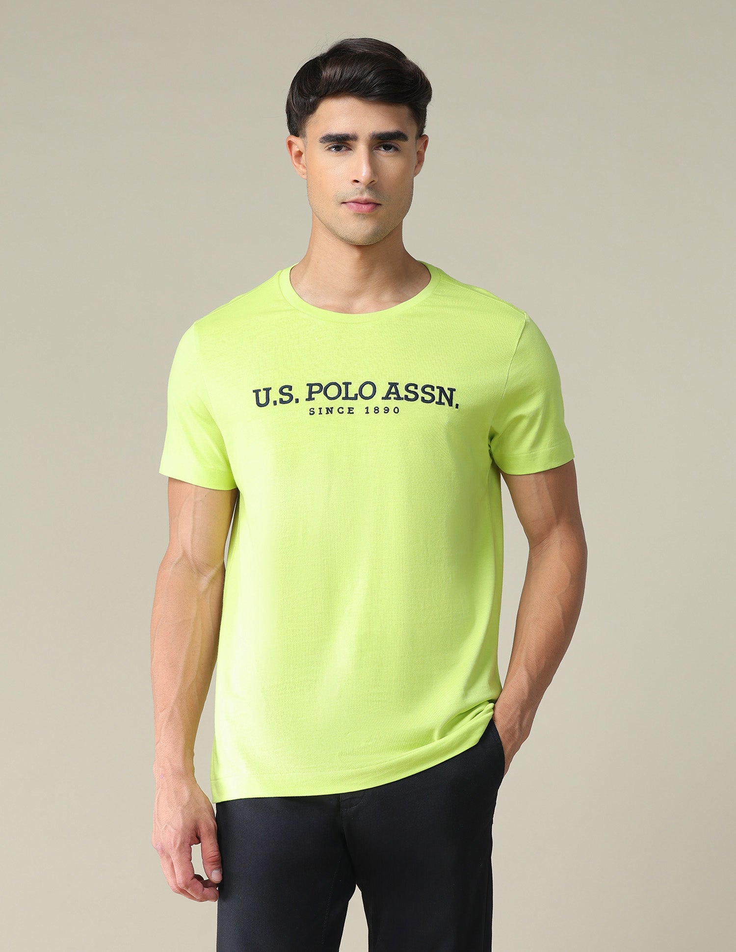 Brand Embroidered Cotton T-Shirt Lime - U.S. POLO ASSN. | Large
