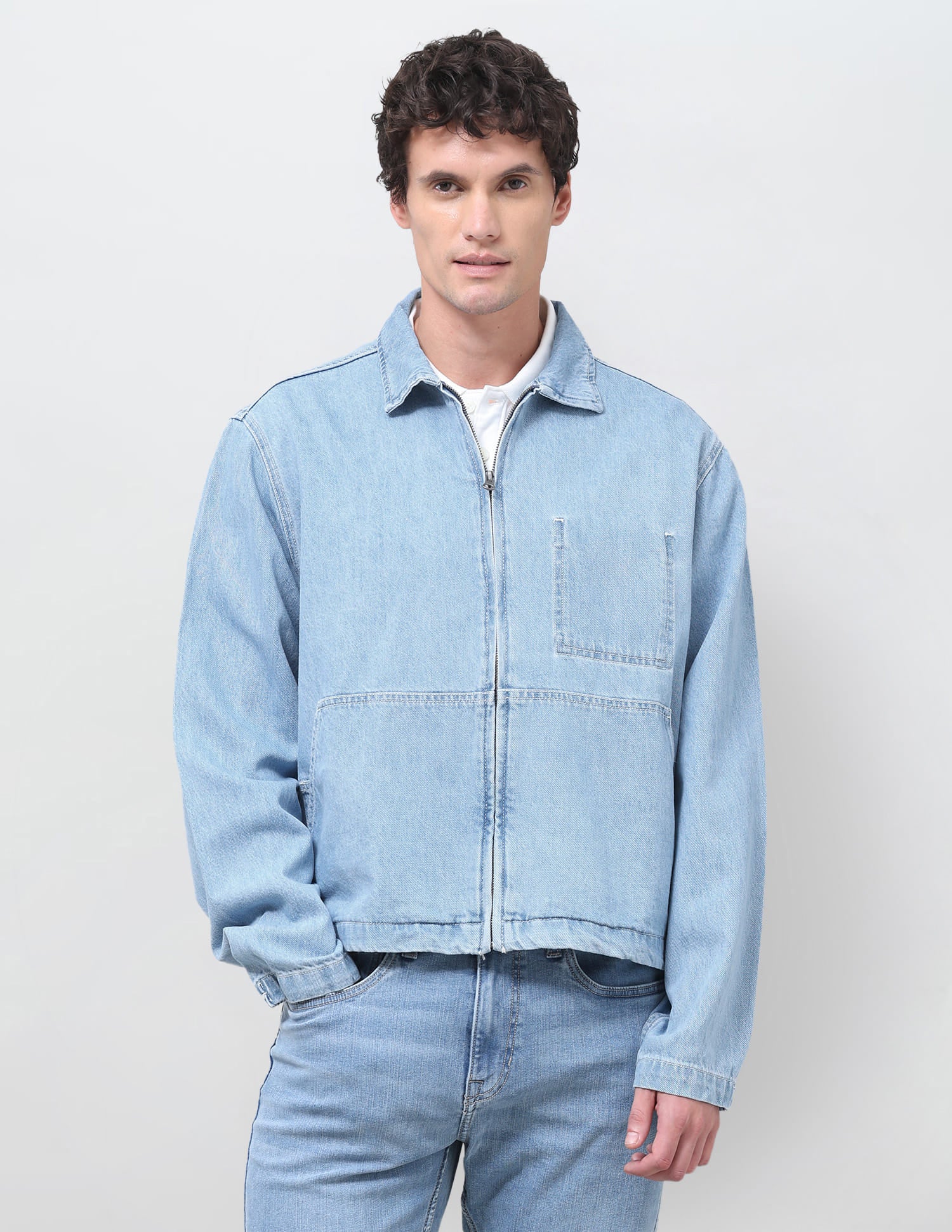 Solid Regular Fit Denim Jacket Light Indigo - U.S. Polo Assn. India | Large