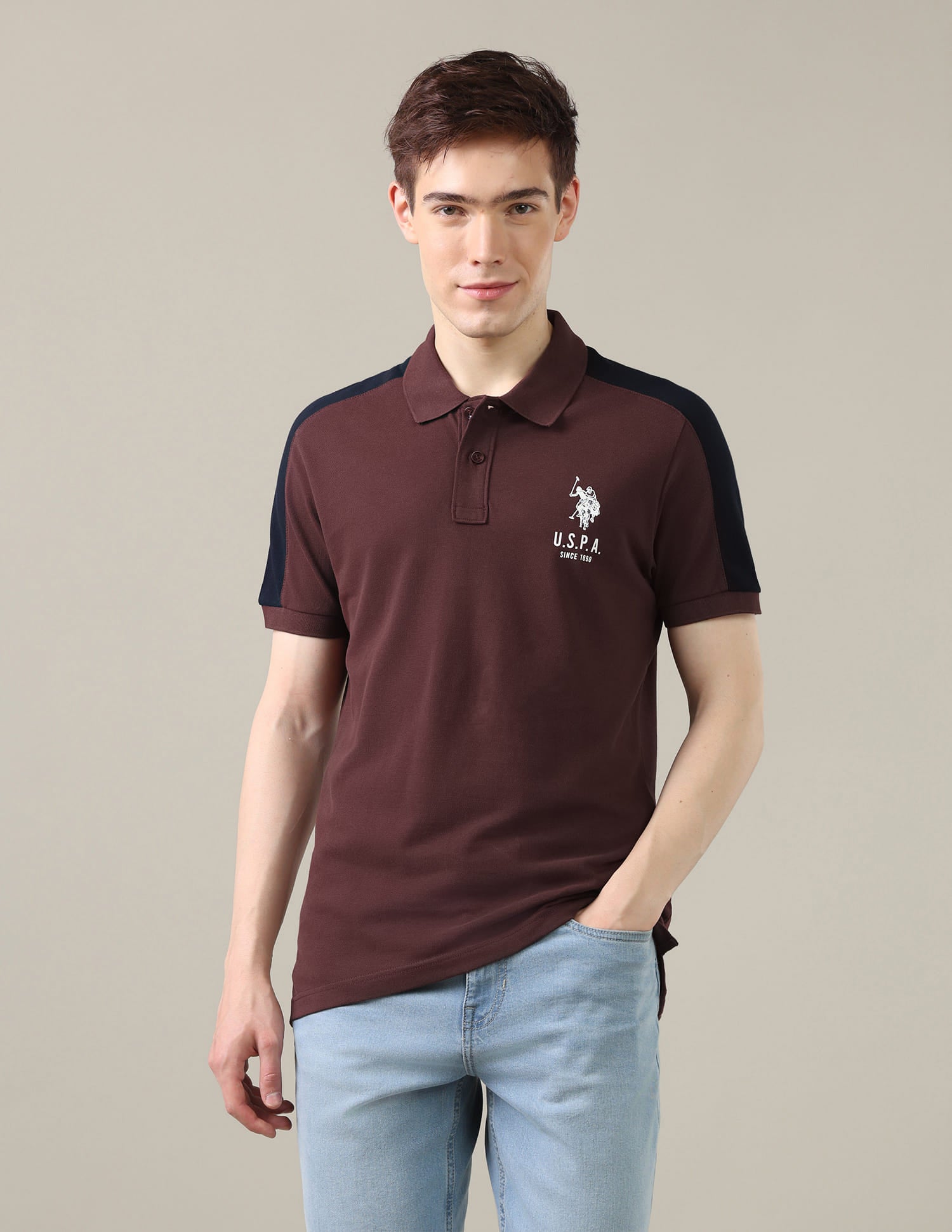 Solid Slim Fit Polo Shirt Red - U.S. Polo Assn. India | Large