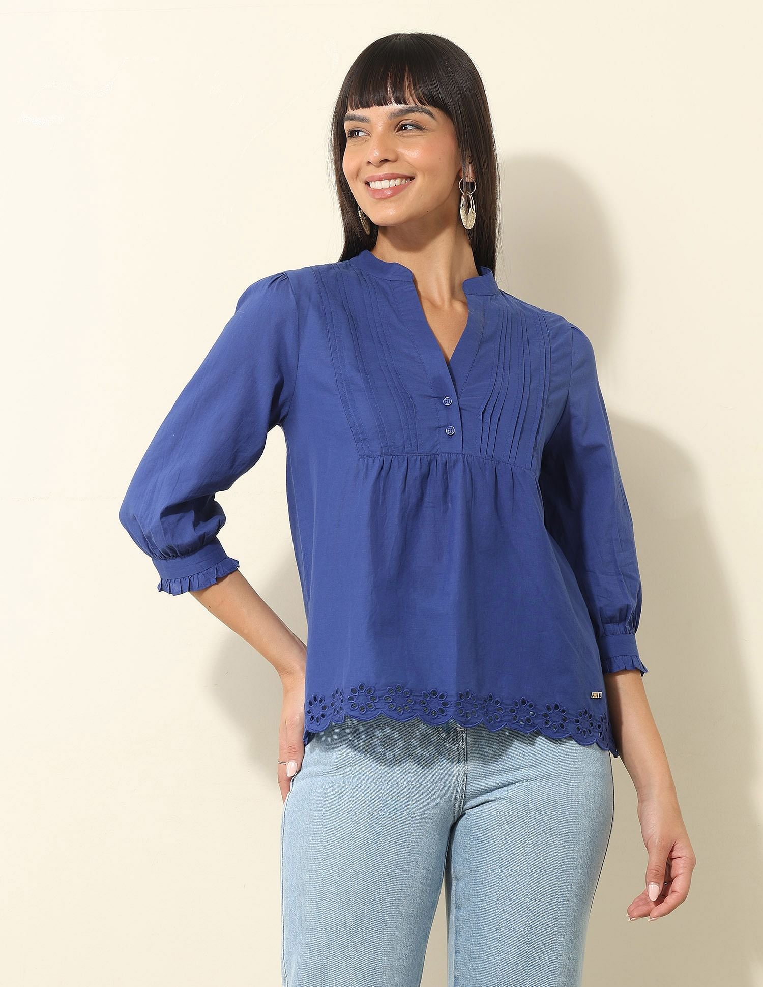Schiffli Relaxed Fit Top Blue - U.S. Polo Assn. India | Large