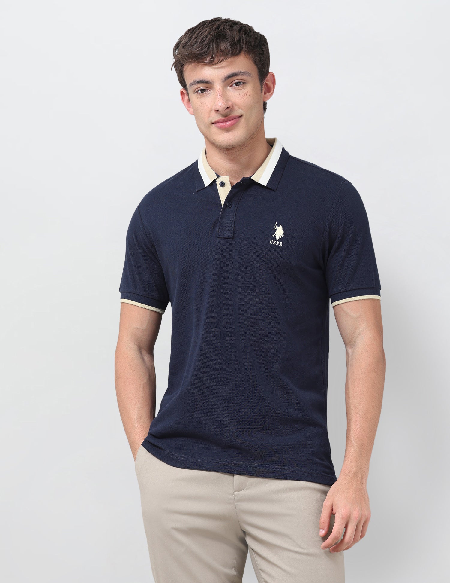 Solid Regular Fit Polo Shirt Navy - U.S. Polo Assn. India | Large