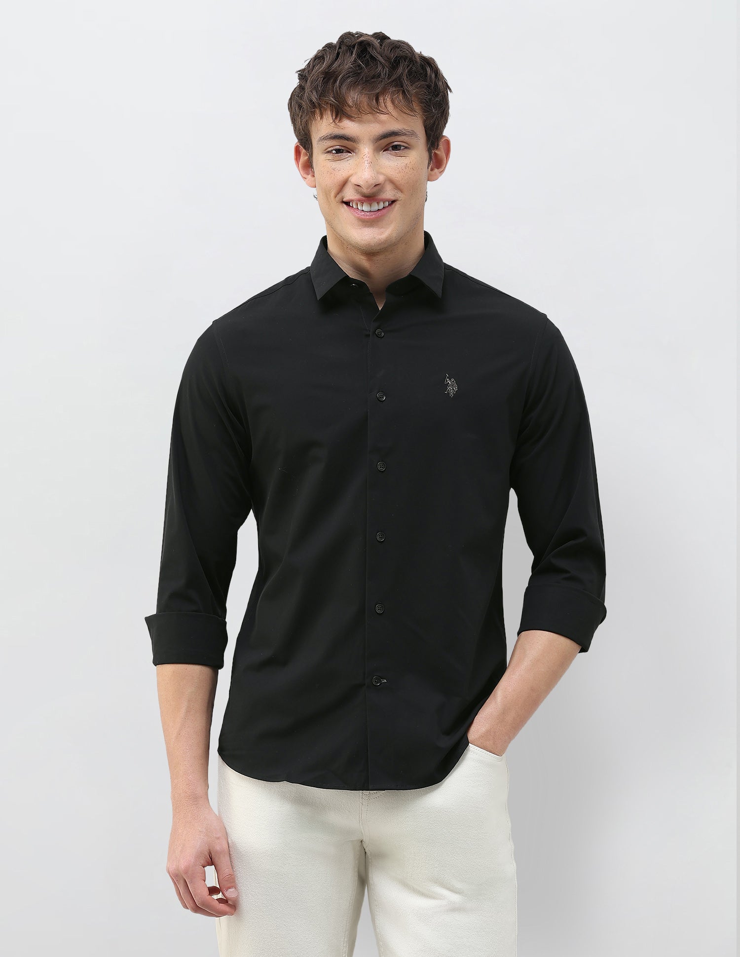 Solid Regular Fit Shirt Black - U.S. Polo Assn. India | Large
