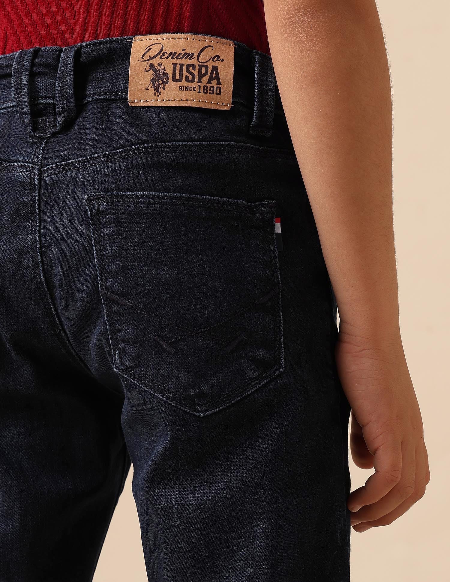 Boys Whiskered Slim Fit Jeans Dark Blue - U.S. POLO ASSN. | Large