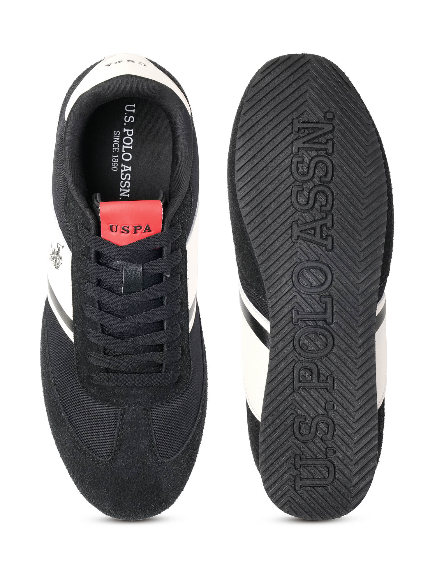 Men Vadler Suede Colourblocked Sneakers Black - U.S. Polo Assn. India | Large