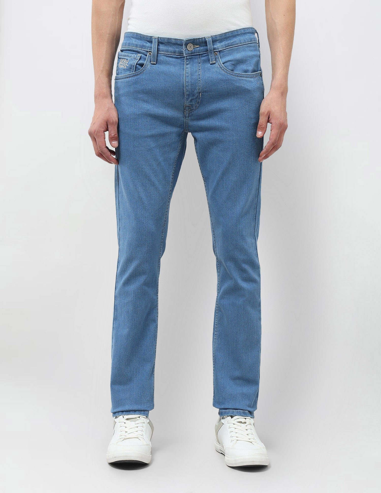 Regallo Skinny Fit Mid Rise Jeans Med Blue - U.S. Polo Assn. India | Large