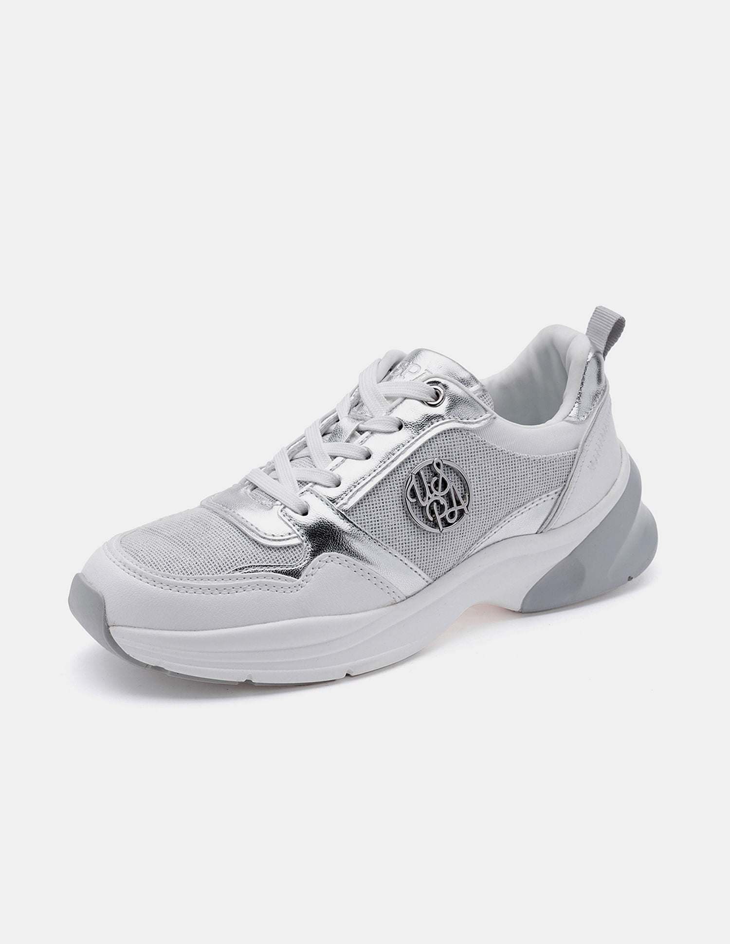 Women Lace Up Ginevra Sneakers Silver - U.S. POLO ASSN. | Large