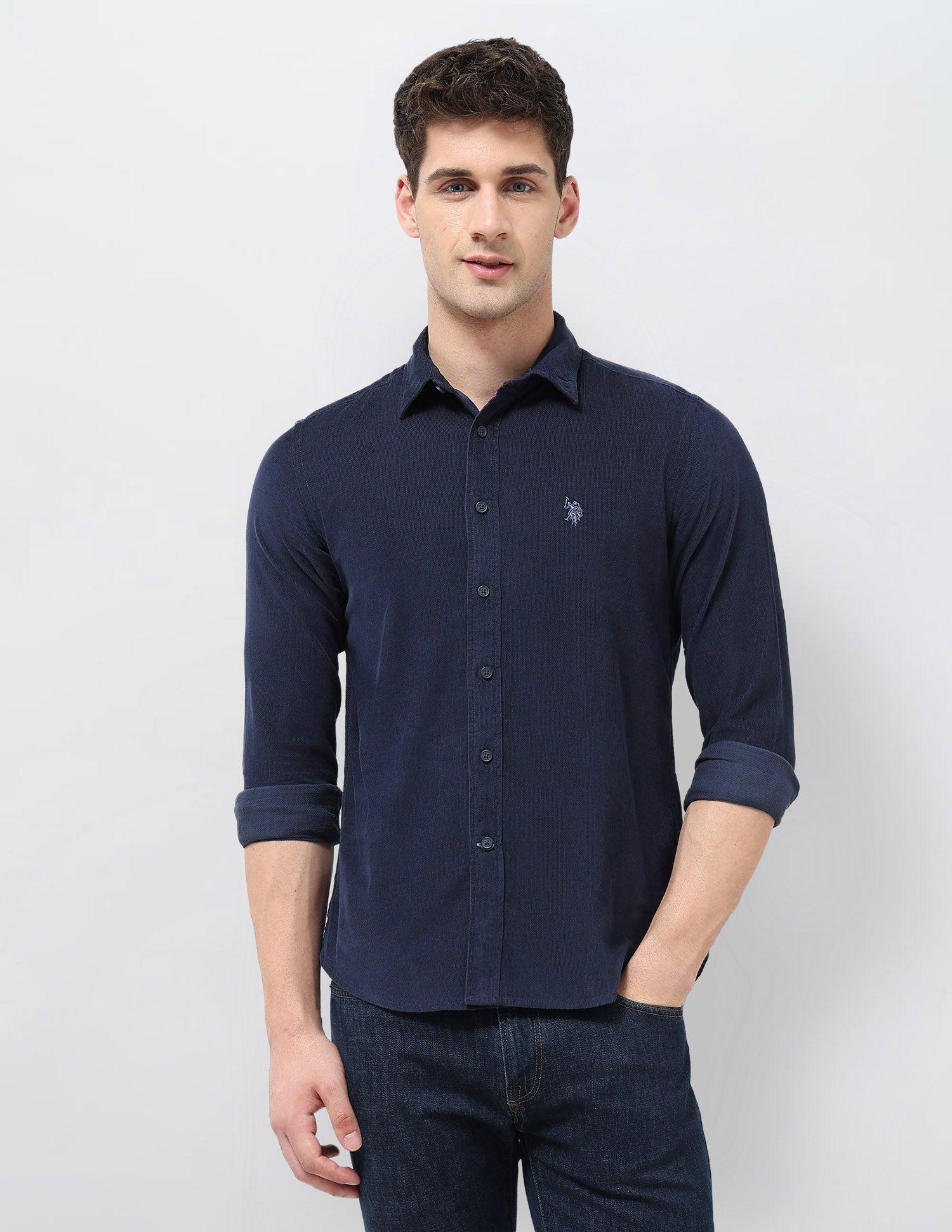 Corduroy Regular Fit Shirt Navy - U.S. POLO ASSN. | Large