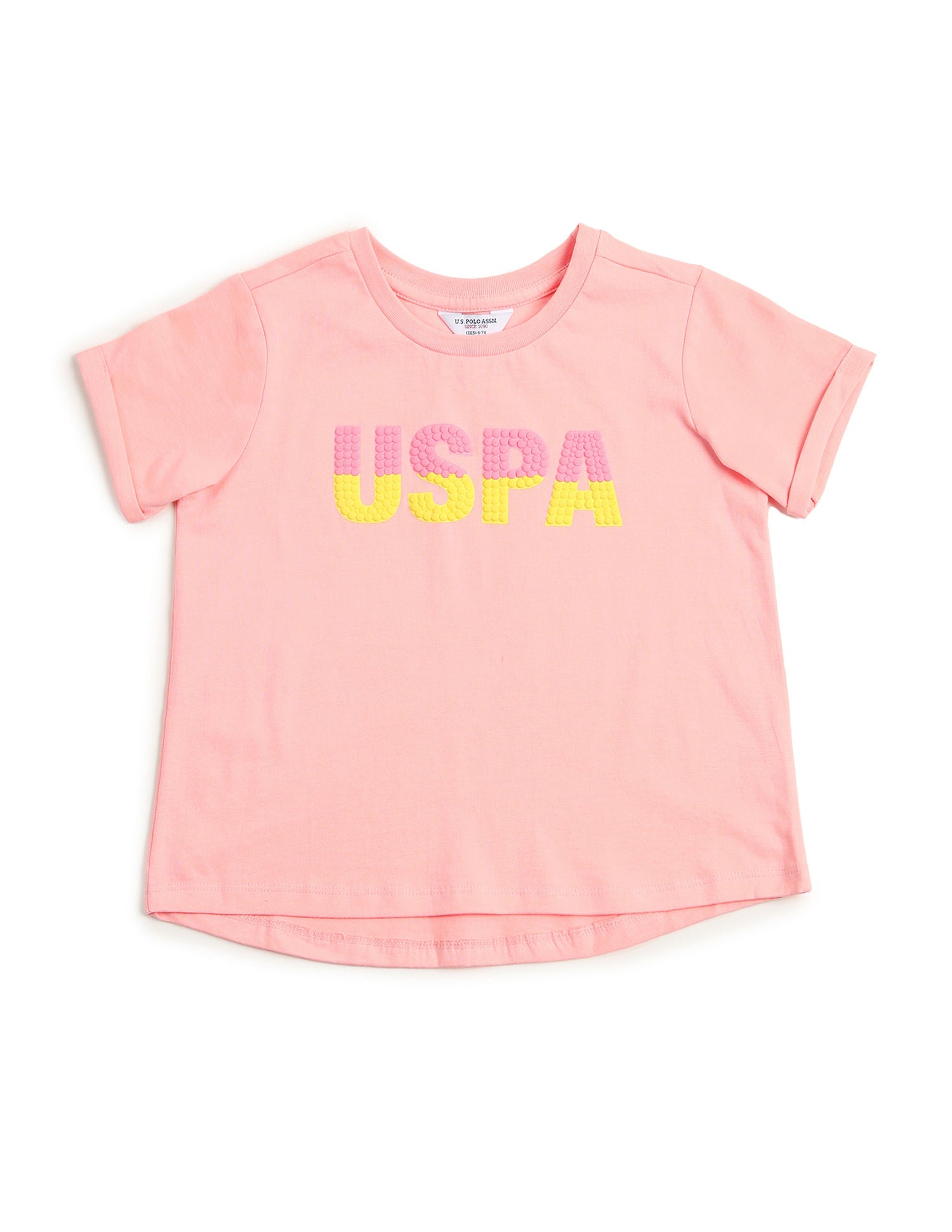 Girls Embellished Cotton T-Shirt Pink - U.S. POLO ASSN. | Large