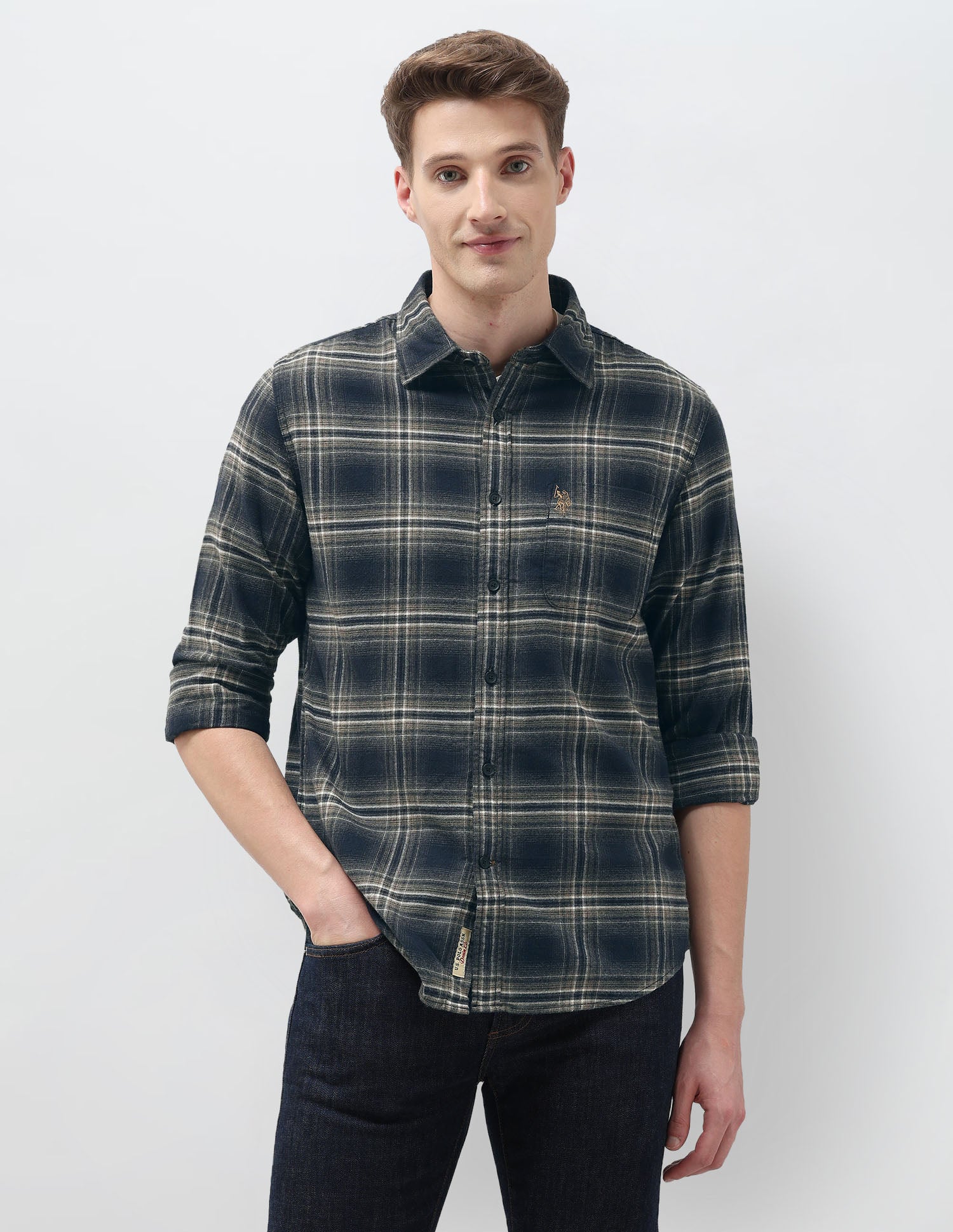 Tartan Checked Regular Fit Shirt Navy - U.S. Polo Assn. India | Large