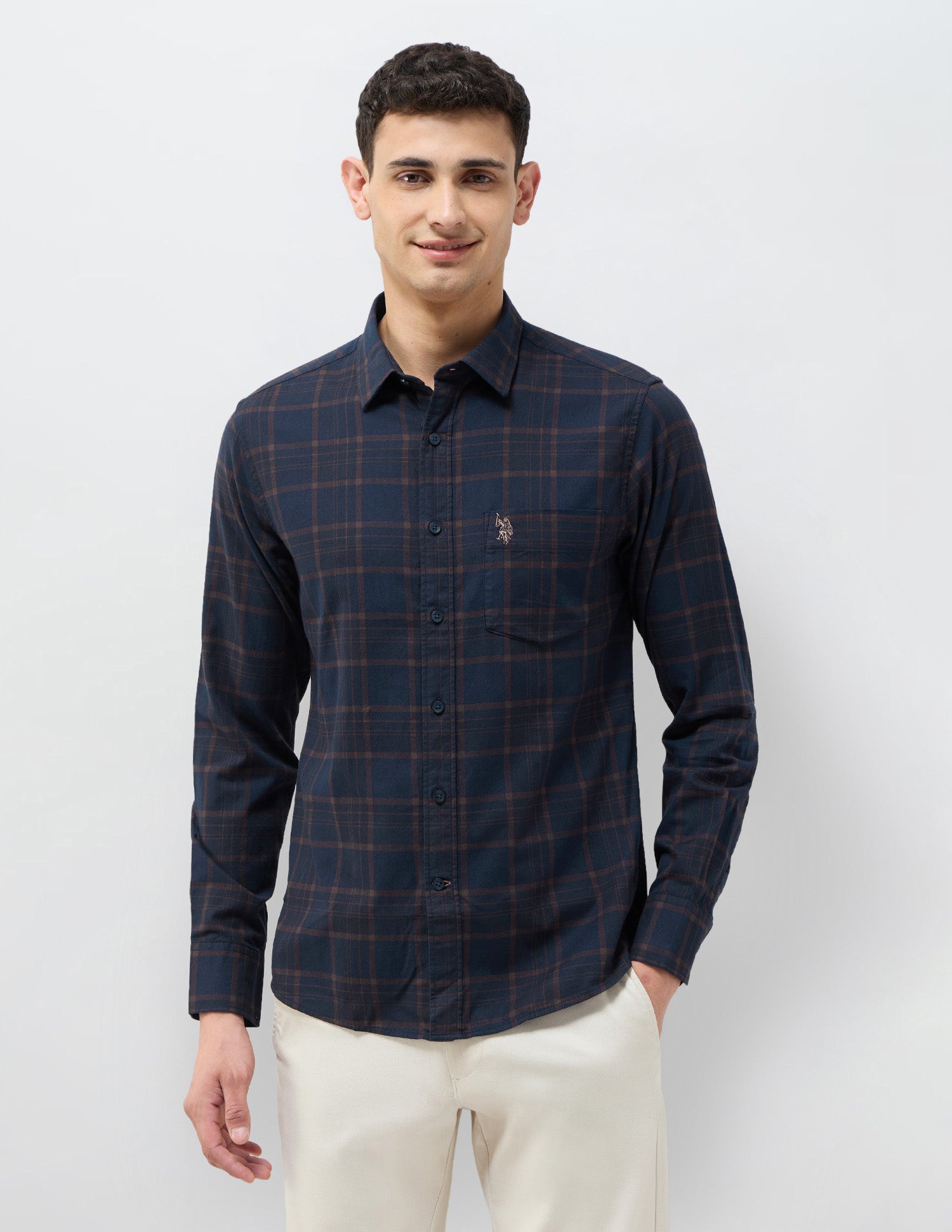 Tailored Fit Tartan Checked Shirt Navy - U.S. POLO ASSN. | Large