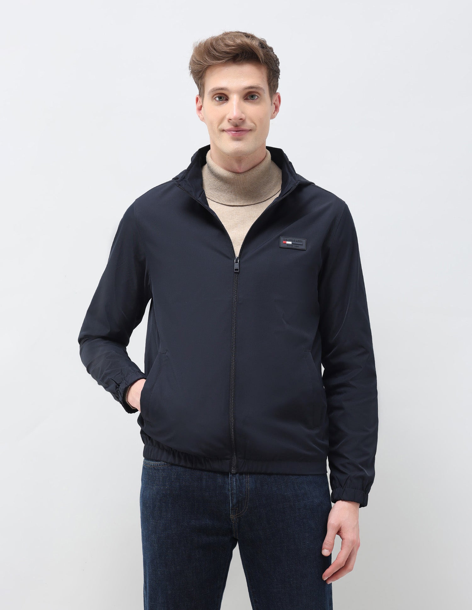 Regular Fit Solid Packable Hood Jacket Navy - U.S. Polo Assn. India | Large