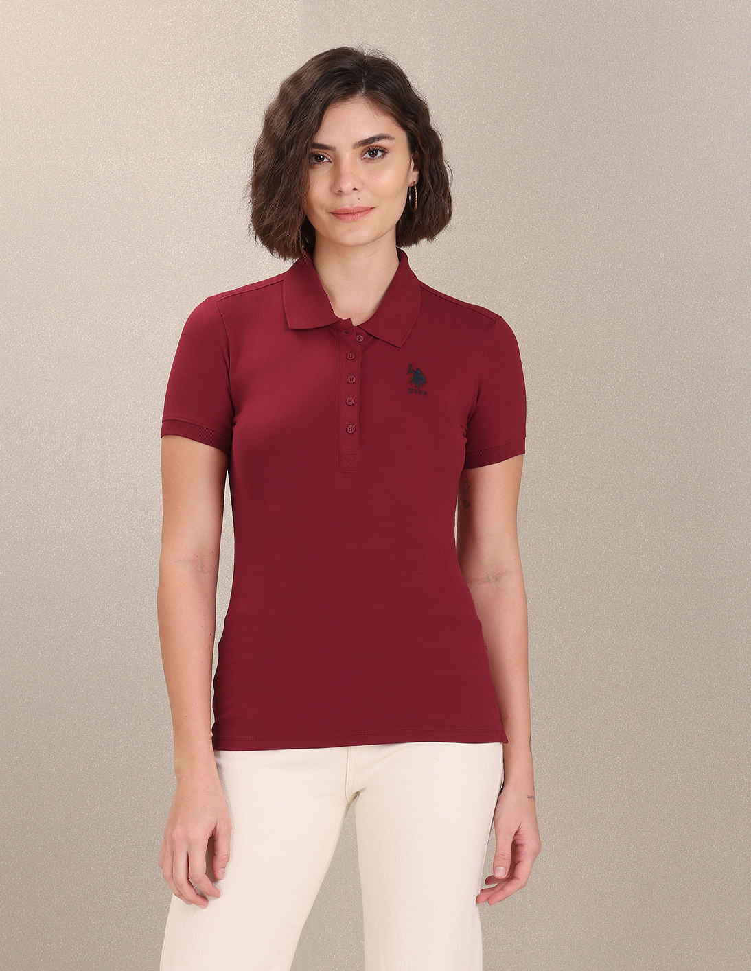 Solid Pique Polo Shirt Maroon - U.S. POLO ASSN. | Large