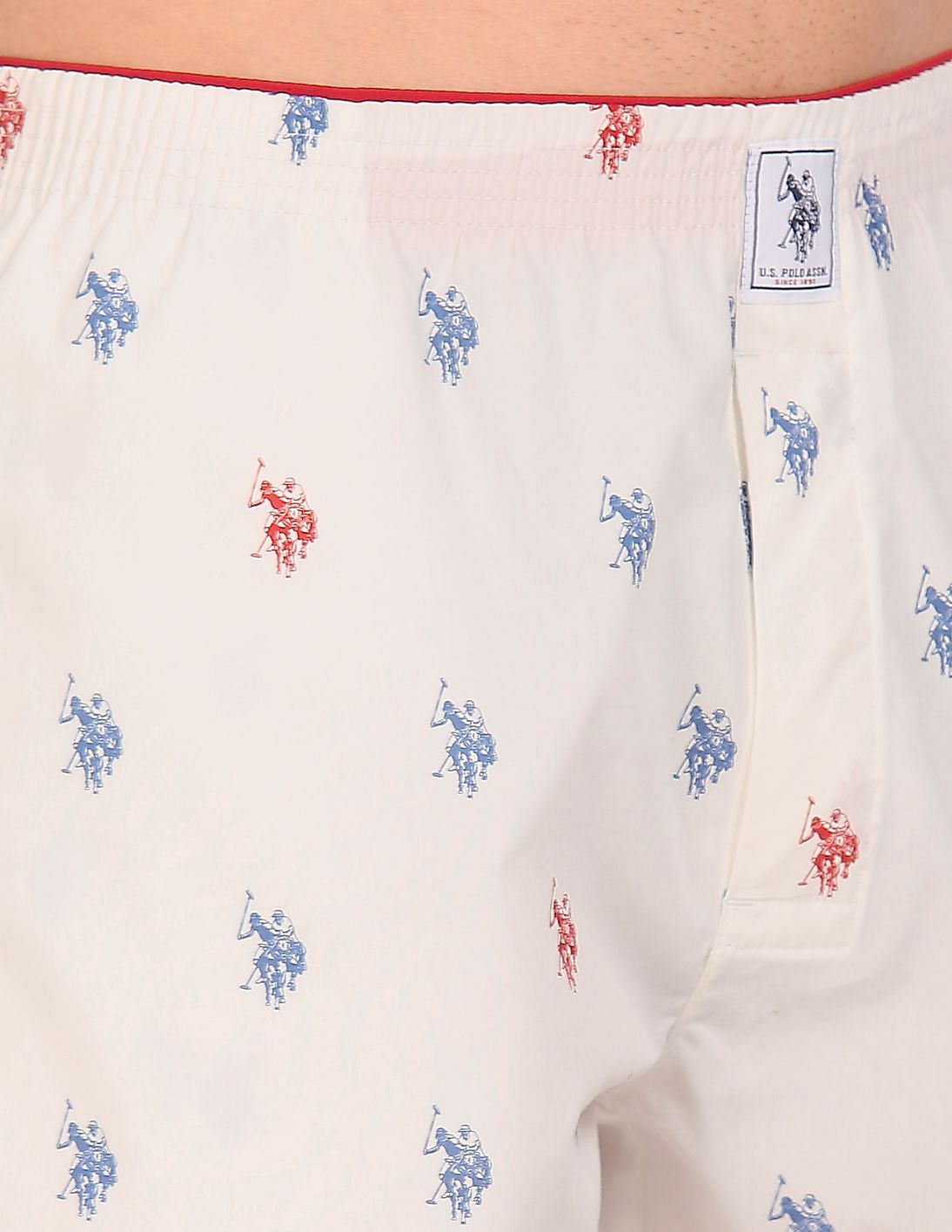 Signature Logo Print Cotton I710 Boxers - Pack Of 1 Ivory - U.S. POLO ASSN. | Large