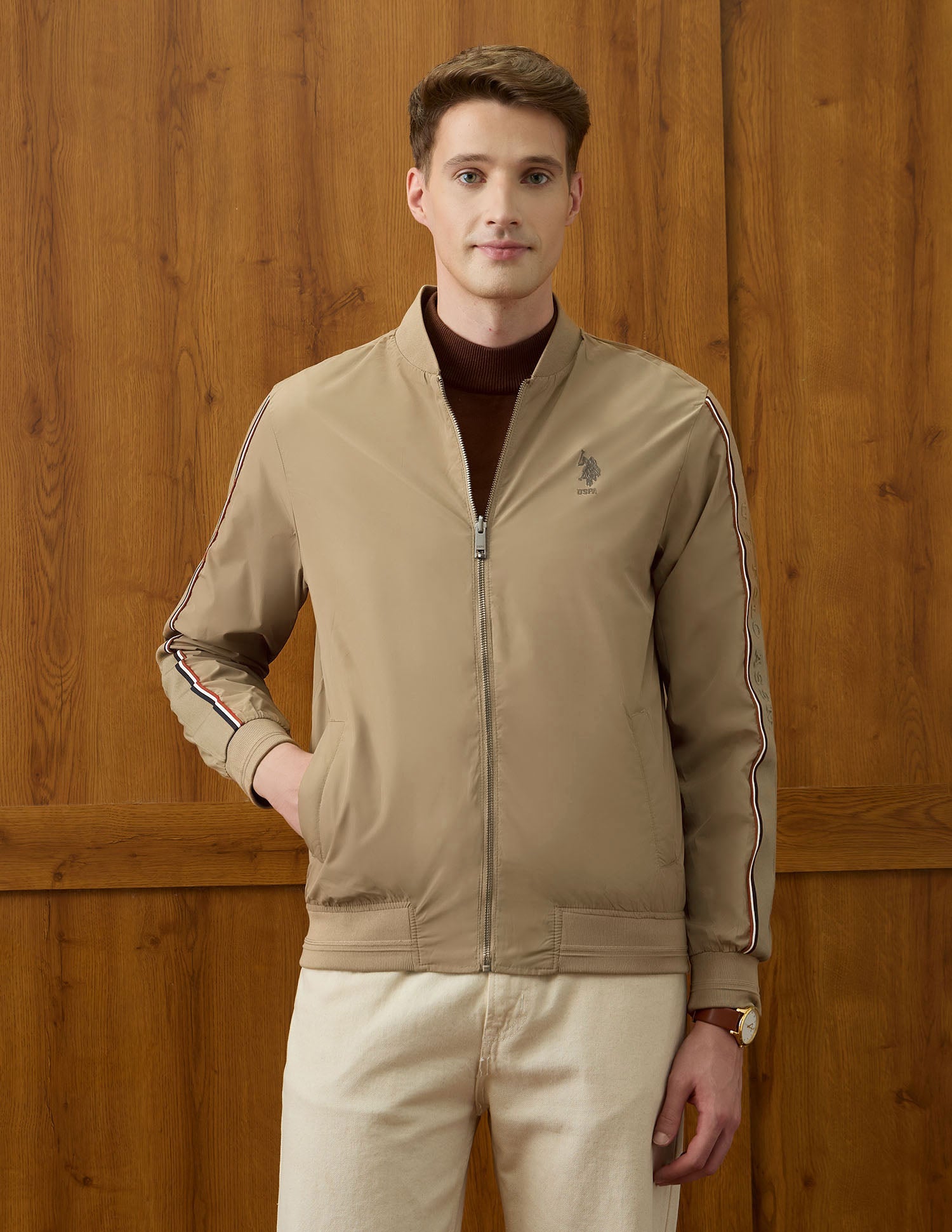 Equestrian Aisle Theater Reversible Jacket Beige - U.S. POLO ASSN. | Large