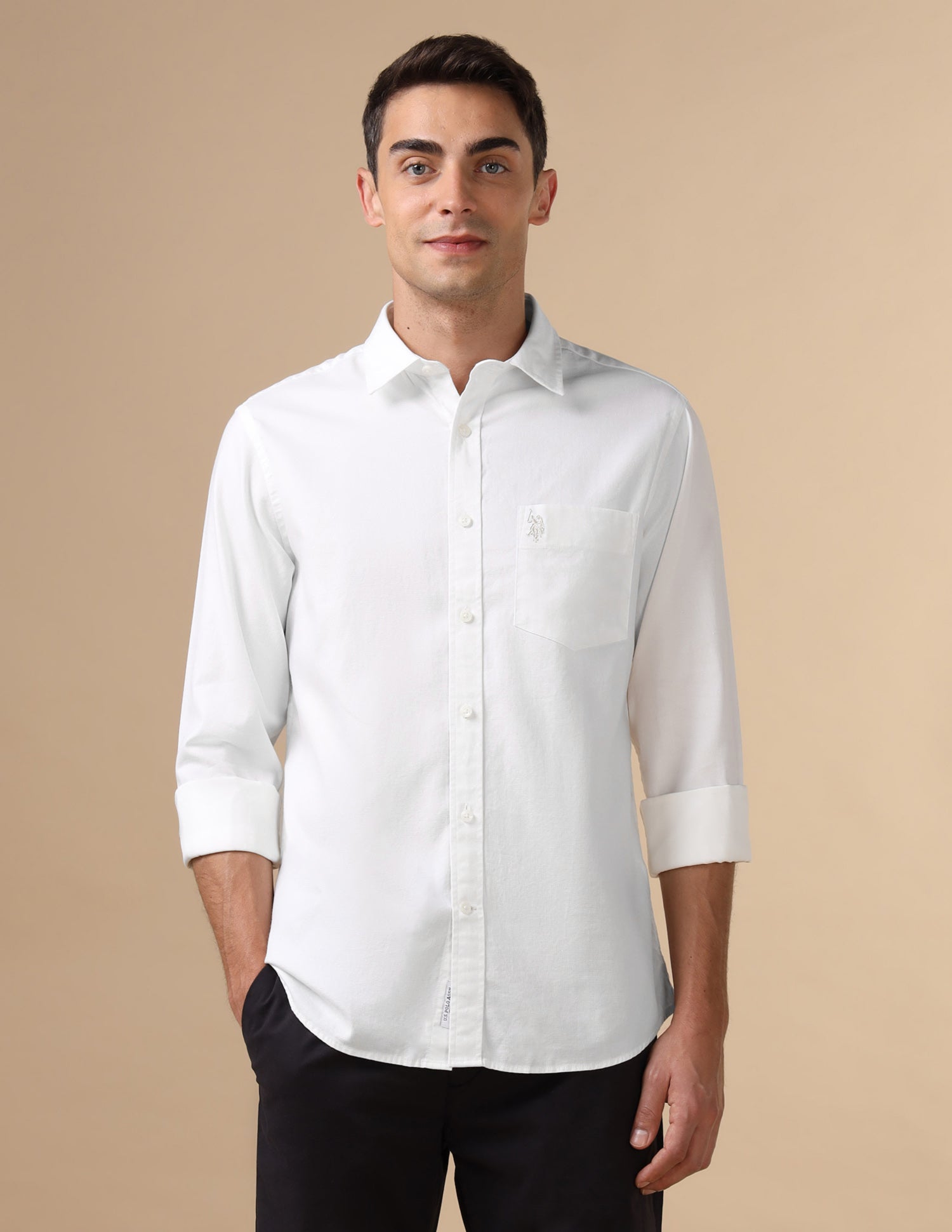 Dobby Pure Cotton Shirt White - U.S. POLO ASSN. | Large
