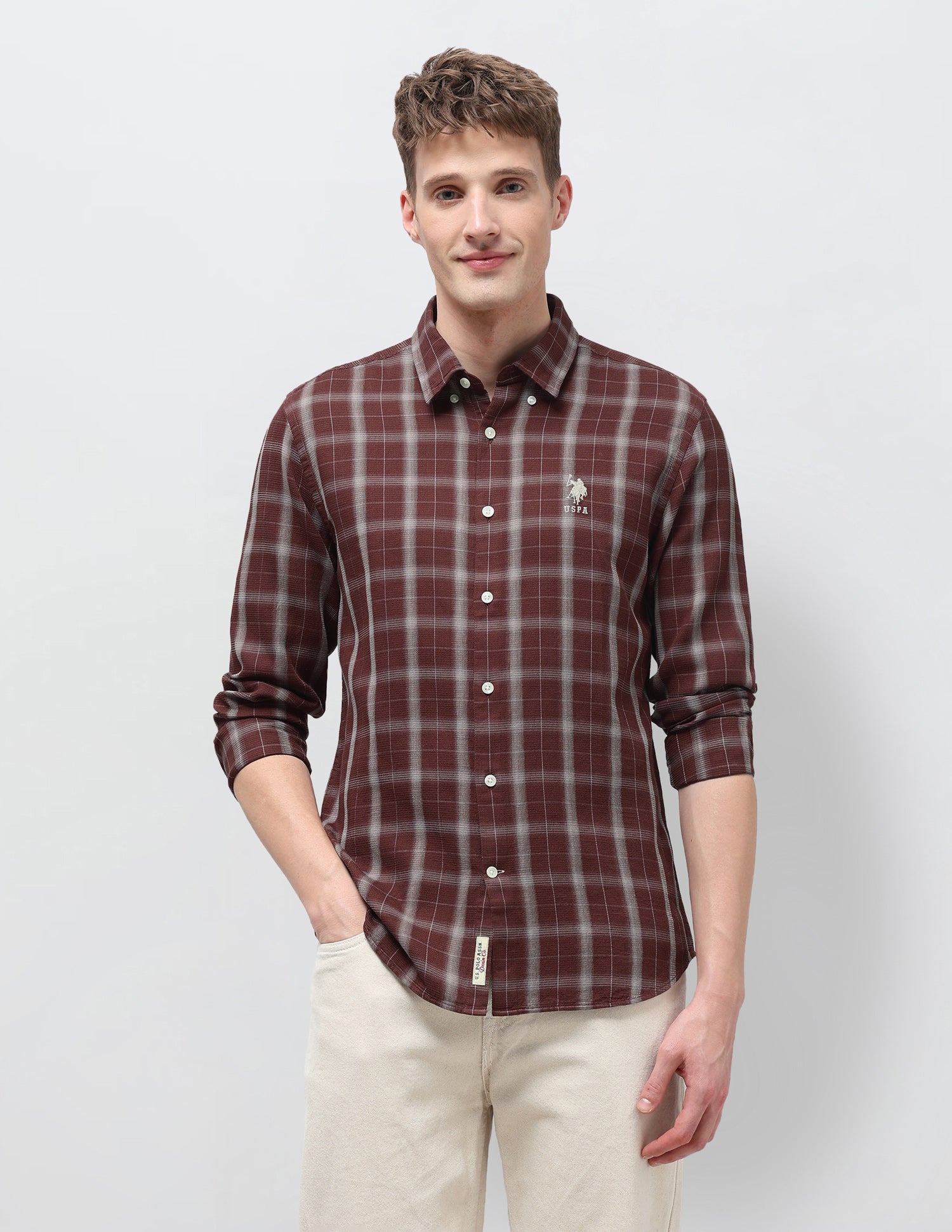 Tartan Checked Regular Fit Shirt Rust - U.S. Polo Assn. India | Large