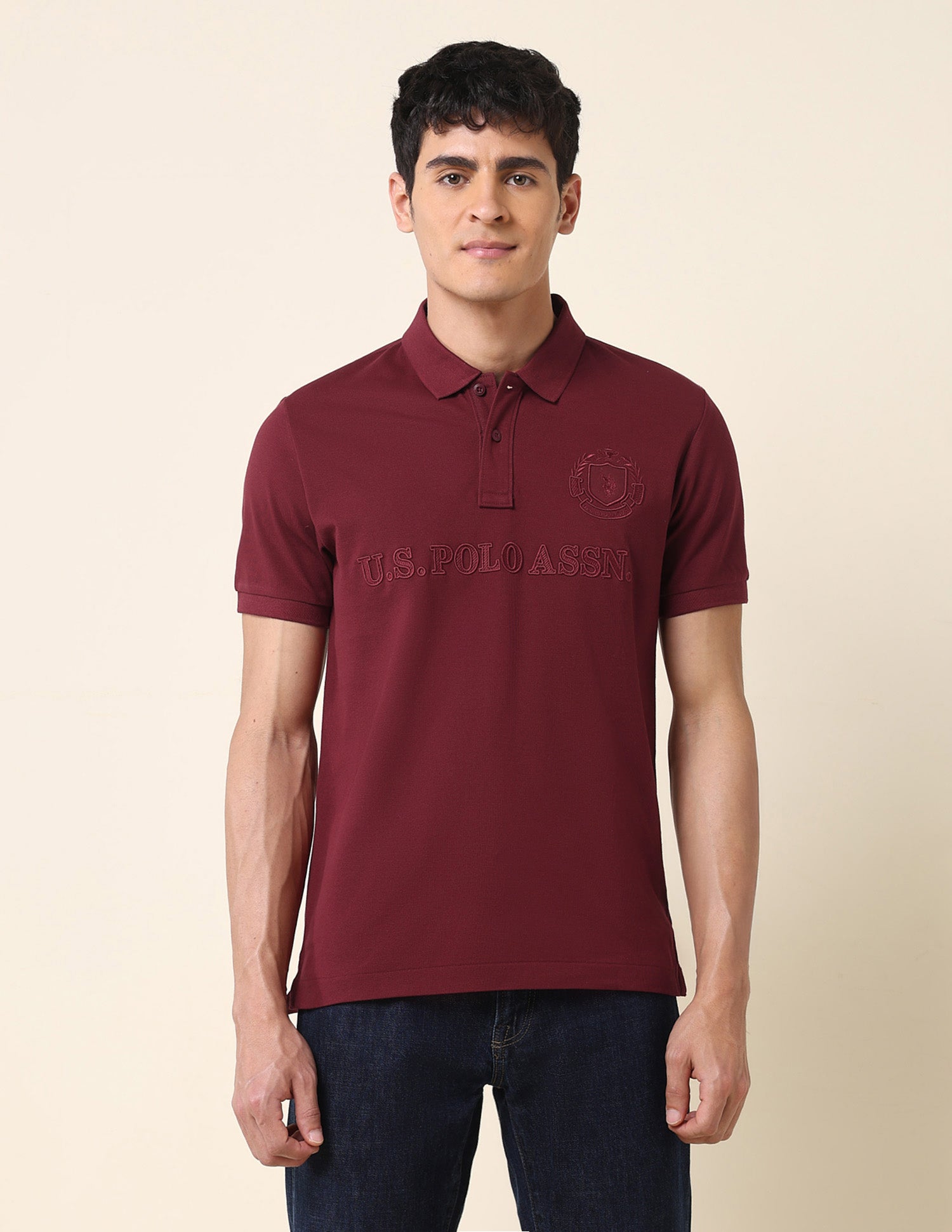 Brand Embroidered Classic Polo Shirt Maroon - U.S. Polo Assn. India | Large