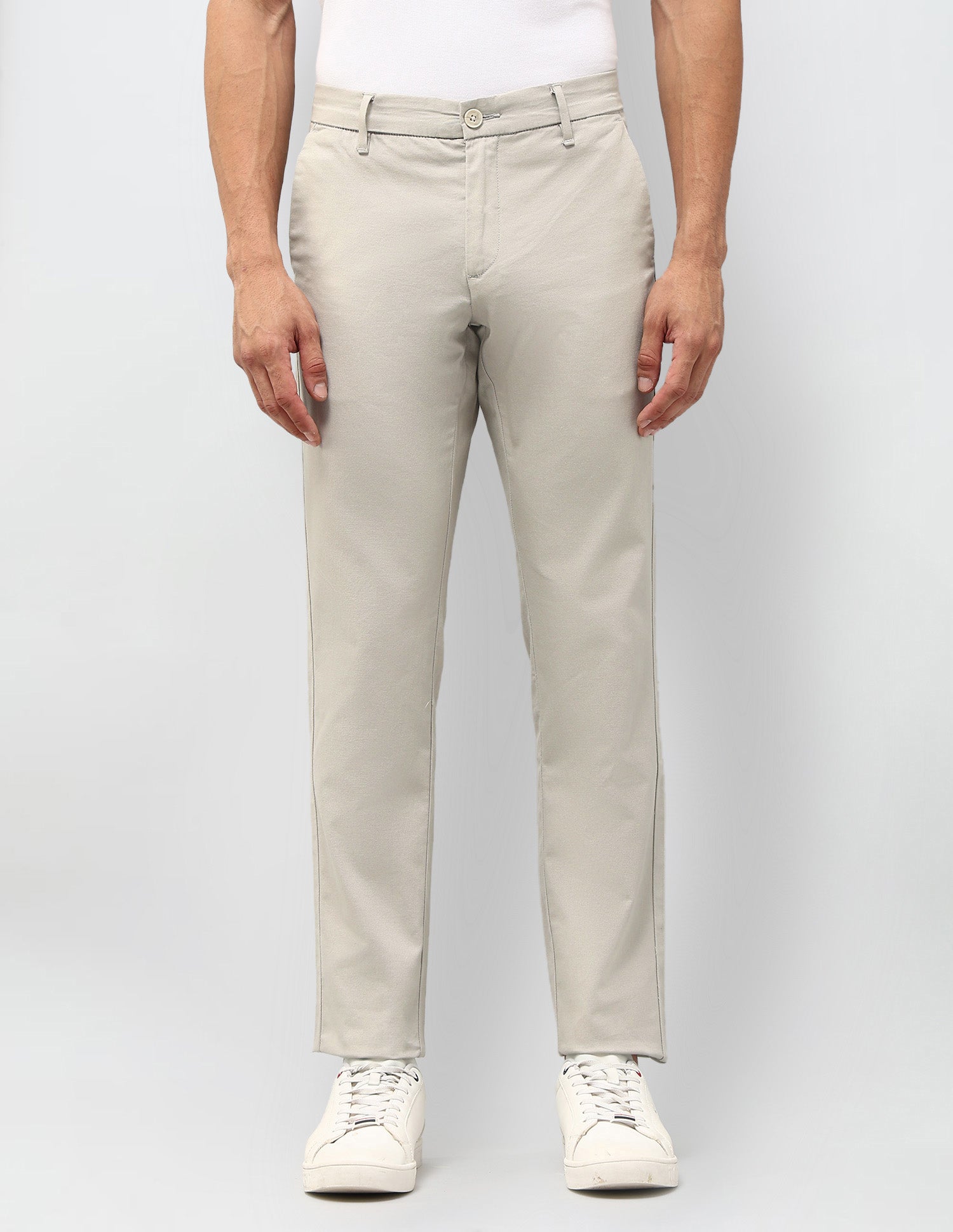 Textured Austin Slim Fit Trousers Ecru - U.S. POLO ASSN. | Large