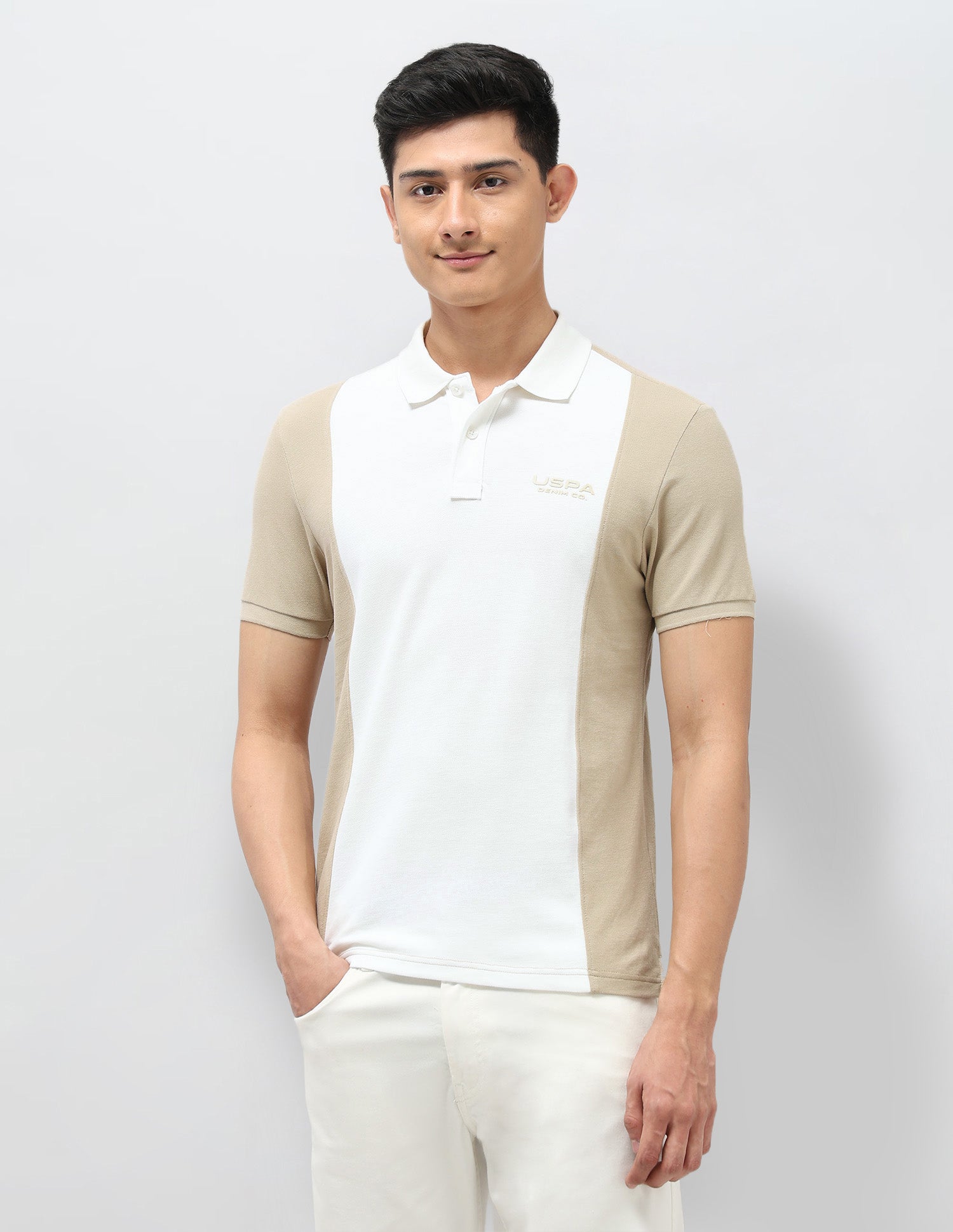 Colourblocked Pure Cotton Polo Shirt