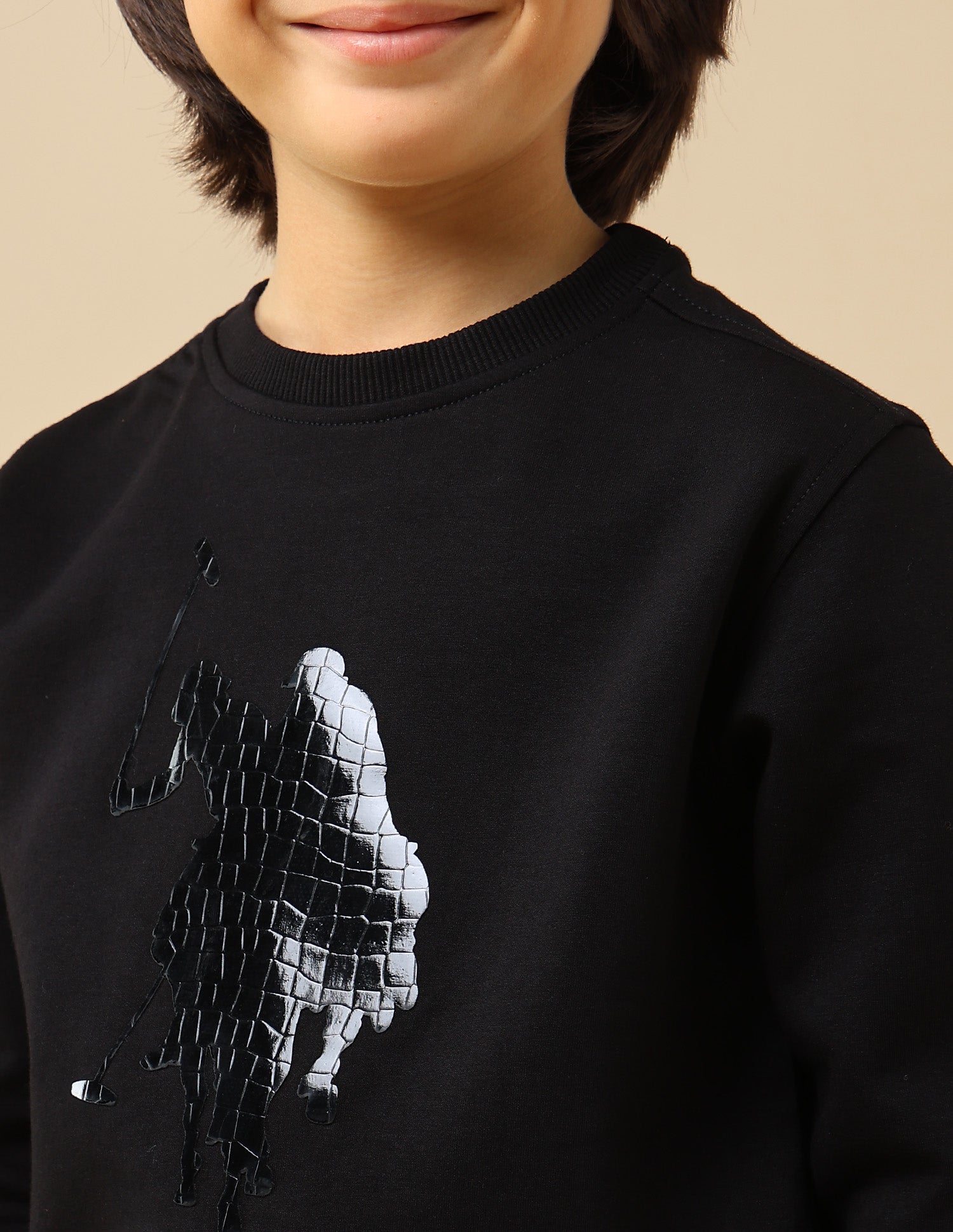 Boys Graphic Brand Embossed Regular Fit Sweatshirt Black - U.S. POLO ASSN. | Large