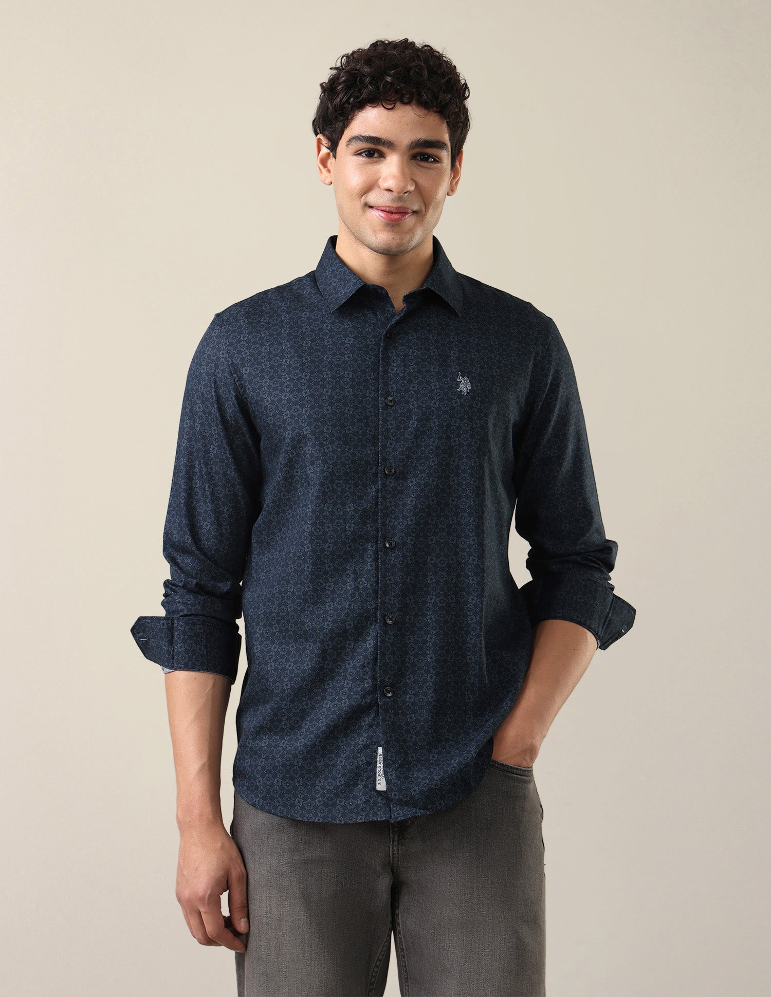 Twill Floral Printed Shirt Teal - U.S. Polo Assn. India | Large