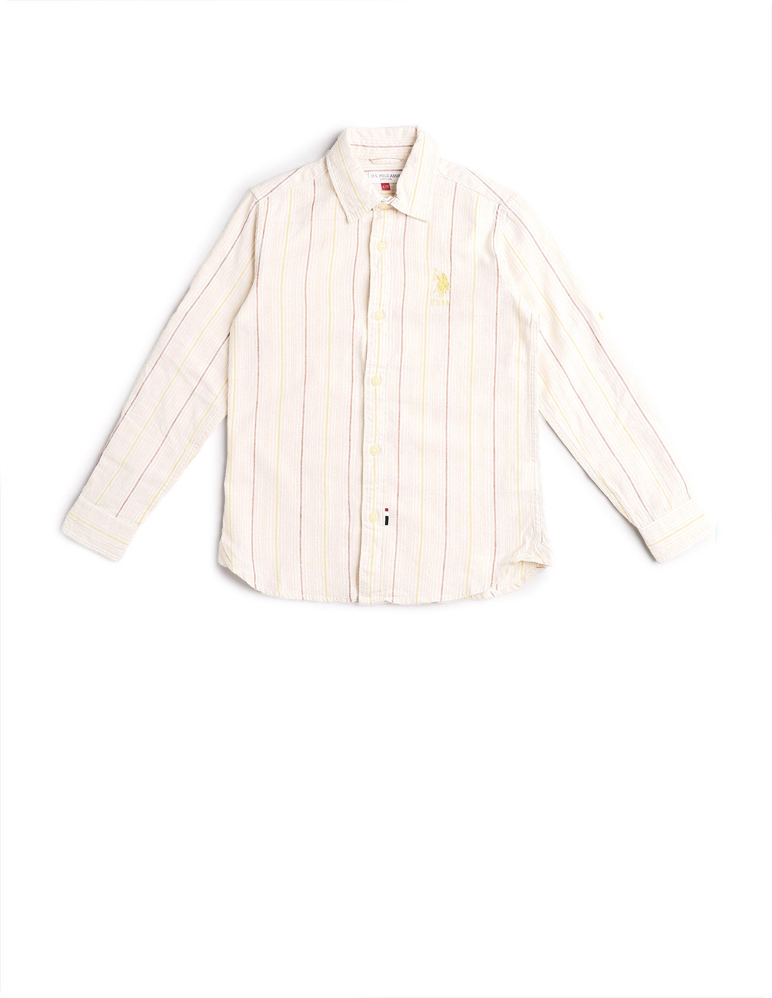 Boys Vertical Striped Regular Fit Shirt Yellow - U.S. POLO ASSN. | Large