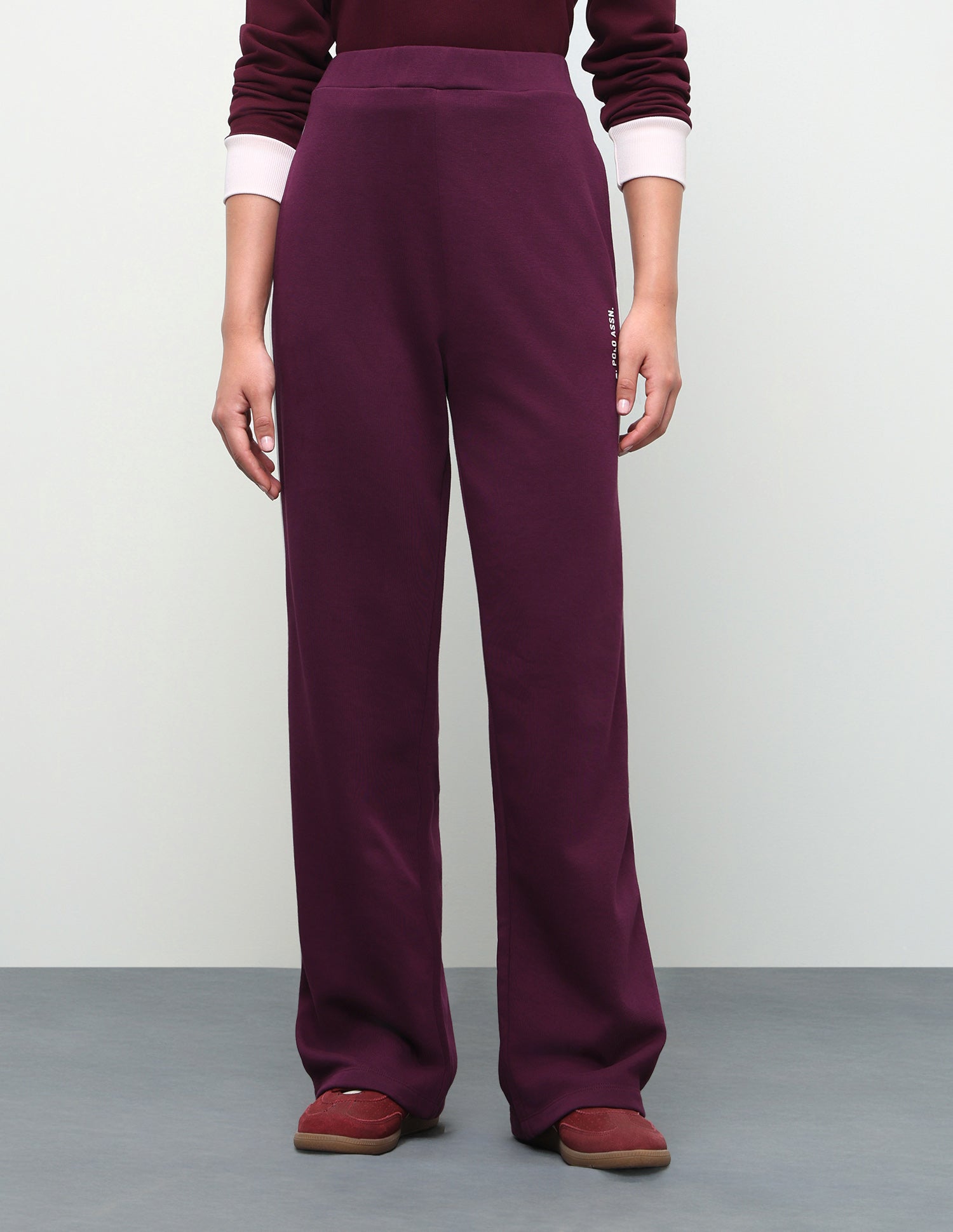 High Rise Straight Fit Trousers Wine - U.S. Polo Assn. India | Large