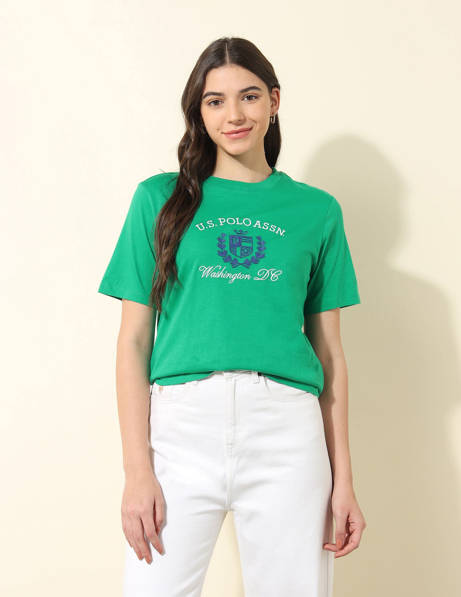 Boxy Fit Brand Printed T-Shirt Green - U.S. POLO ASSN. | Large