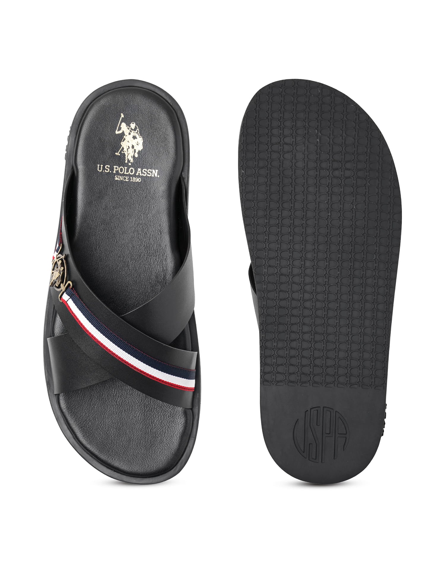 Men Strap Fran Sandals Black - U.S. Polo Assn. India | Large