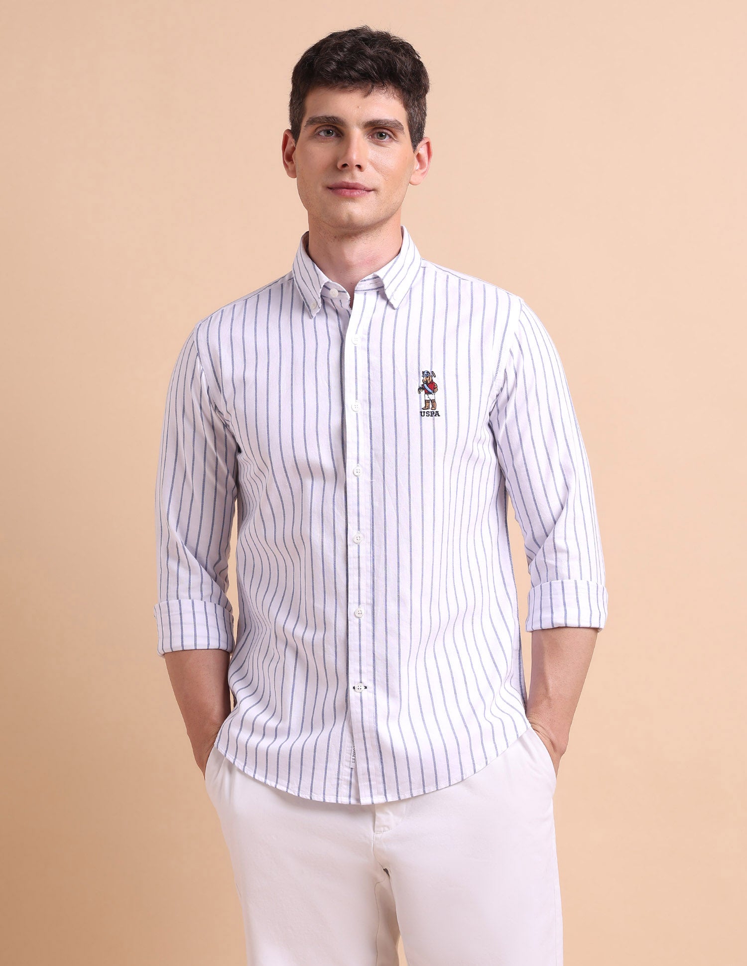 Tailored Fit Vertical Striped Shirt Blue - U.S. POLO ASSN. | Large