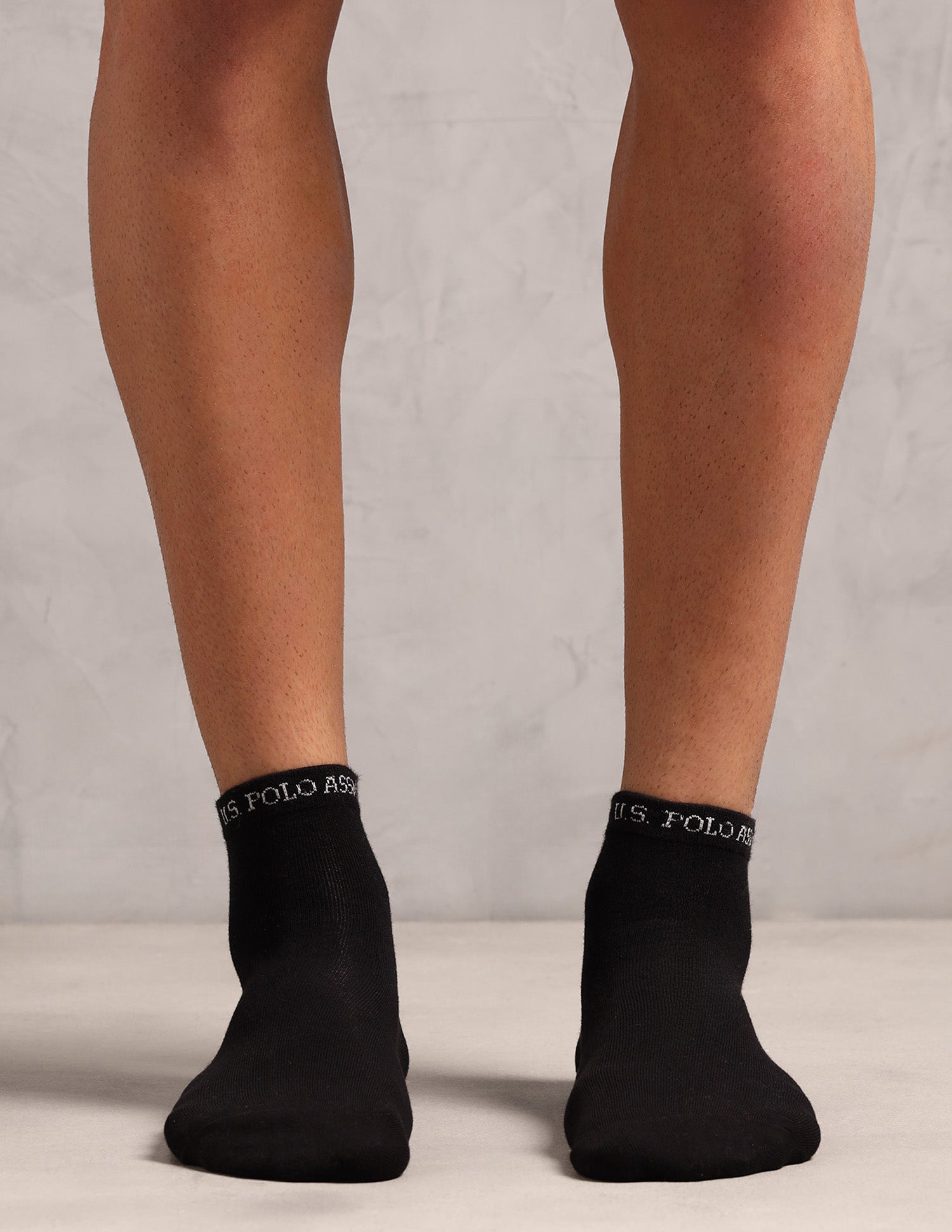 Ankle Length Cotton Stretch ES008 Socks - Pack Of 3 Black, Black, White - U.S. POLO ASSN. | Large