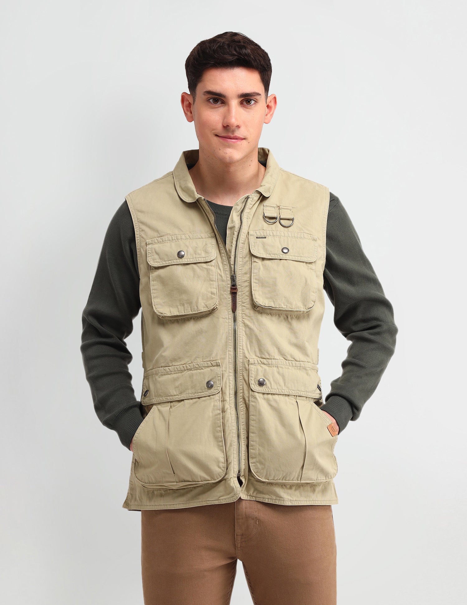 Solid Regular Fit Jacket Khaki - U.S. POLO ASSN. | Large