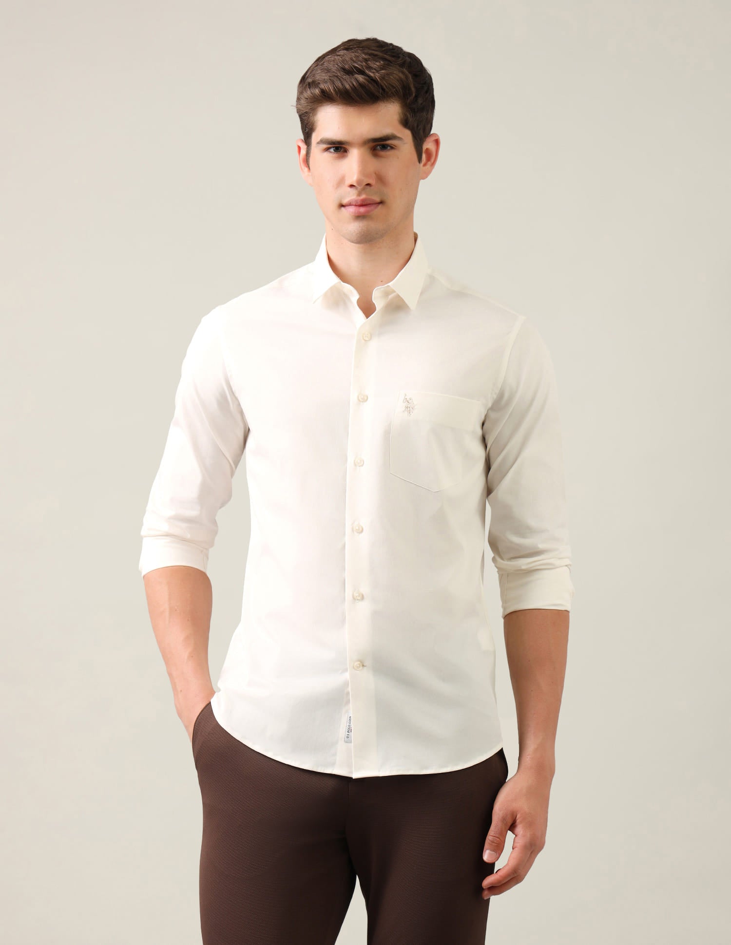 Tailored Fit Regular Shirt White - U.S. Polo Assn. India | Large