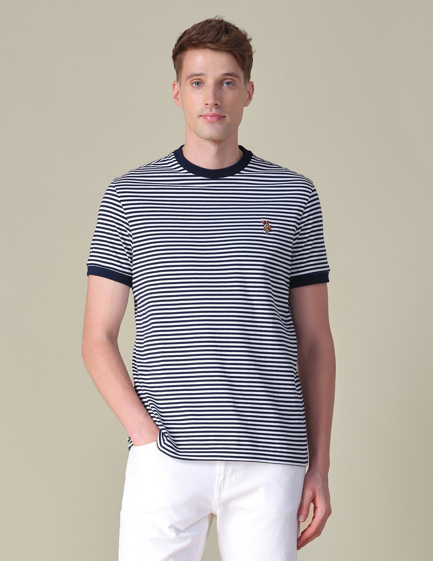 Horizontal Striped Slim Fit T-Shirt Navy - U.S. POLO ASSN. | Large