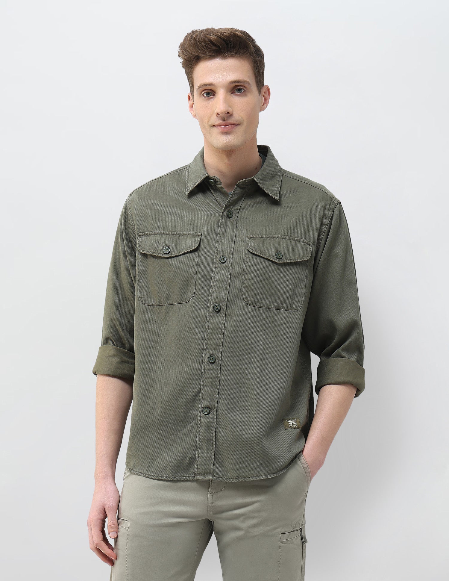 Twill Motel On The Coast Shirt Olive - U.S. Polo Assn. India | Large