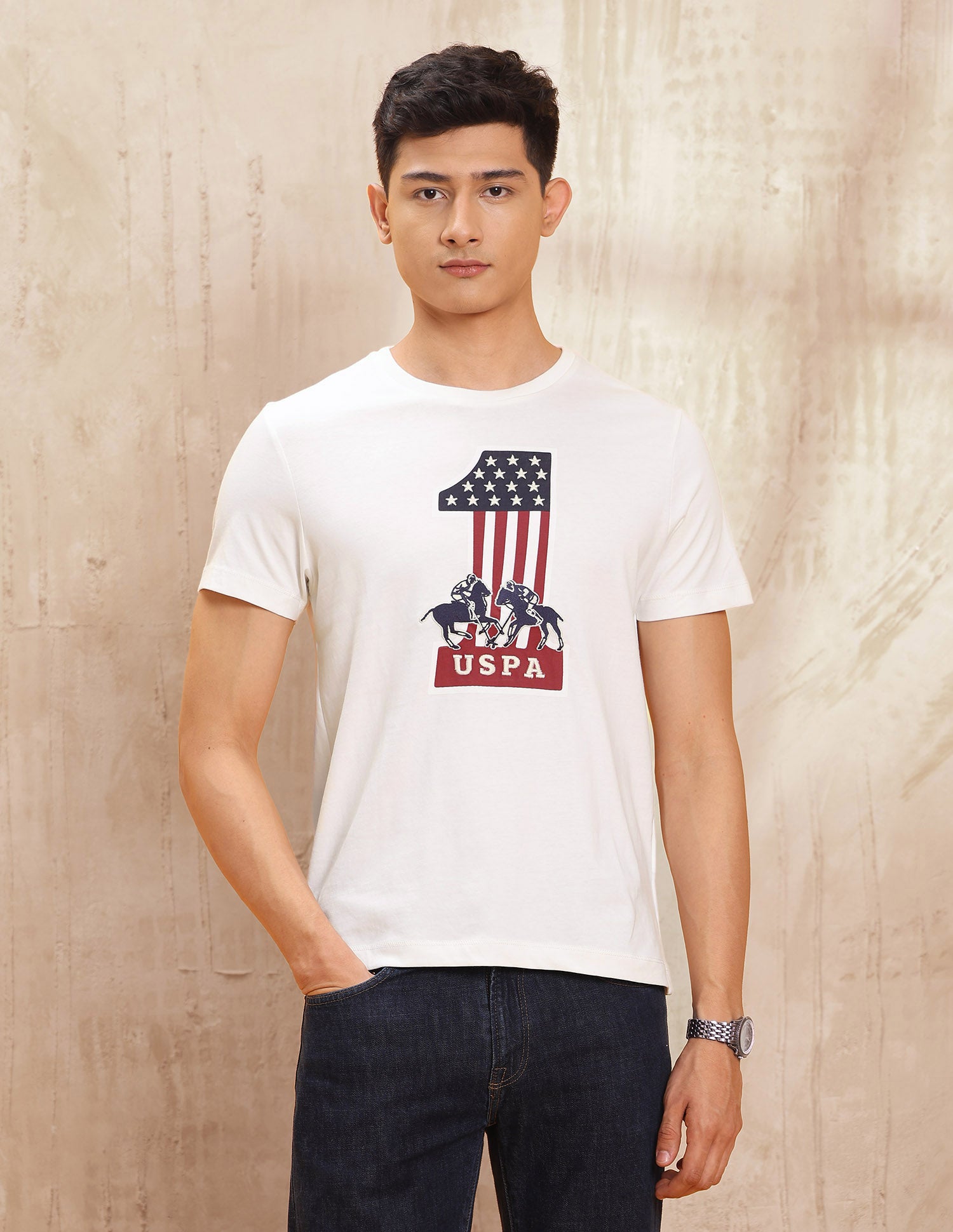 Graphic Printed Regular Fit T Shirt Ivory - U.S. POLO ASSN. | Large