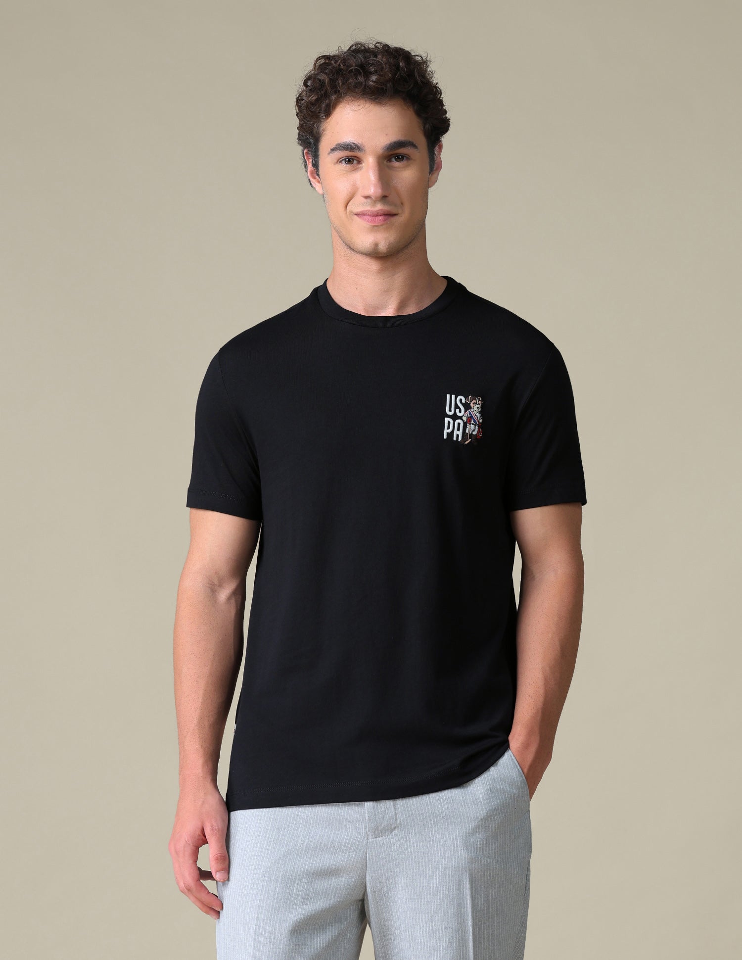 Slim Fit Graphic Brand Printed T-Shirt Black - U.S. Polo Assn. India | Large