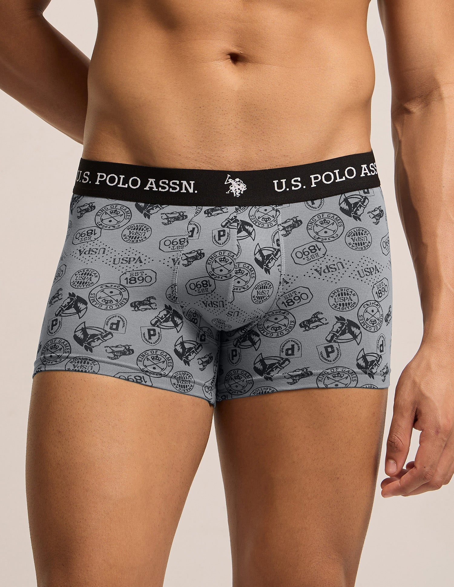 All Day Breathable OET26 Trunks - Pack of 3 Grey|Black|Grey - U.S. Polo Assn. India | Large