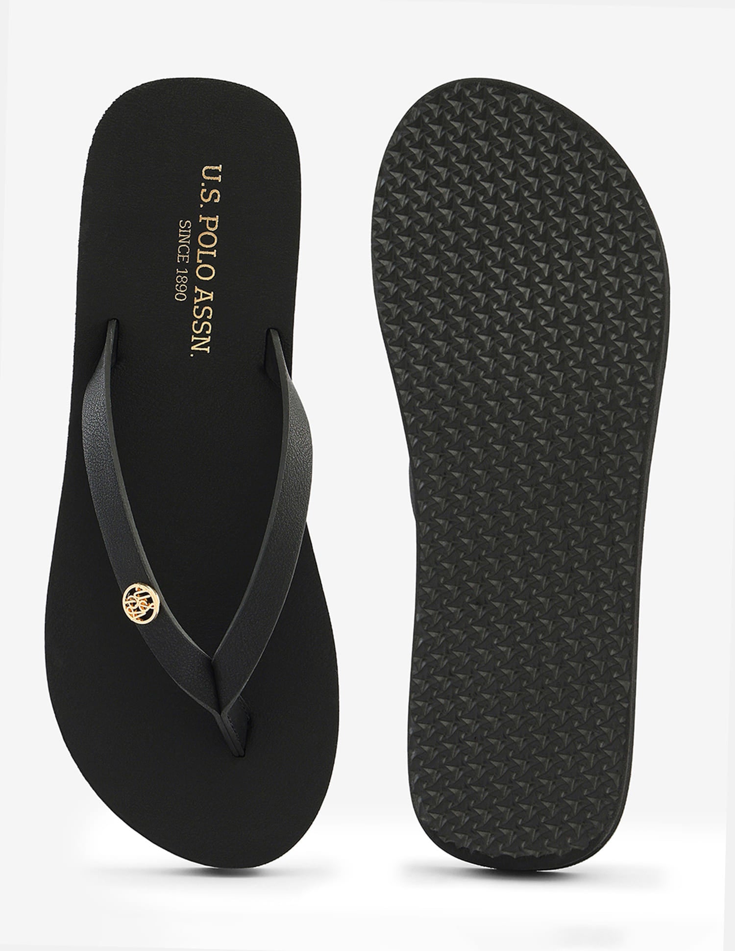 Narrow V-Strap Rei Flip Flops Black - U.S. Polo Assn. India | Large