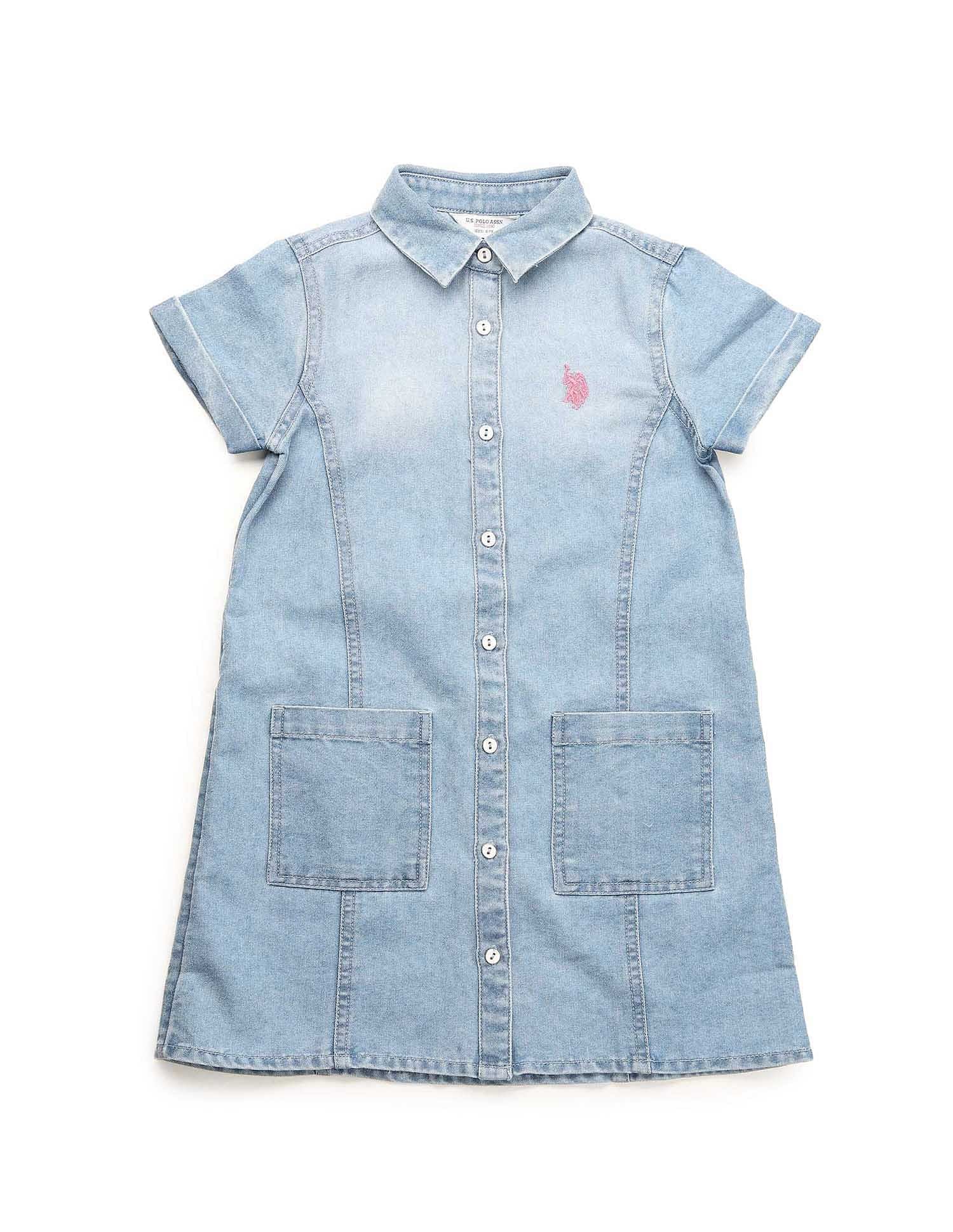 Girls Denim A-line Dress Indigo - U.S. POLO ASSN. | Large