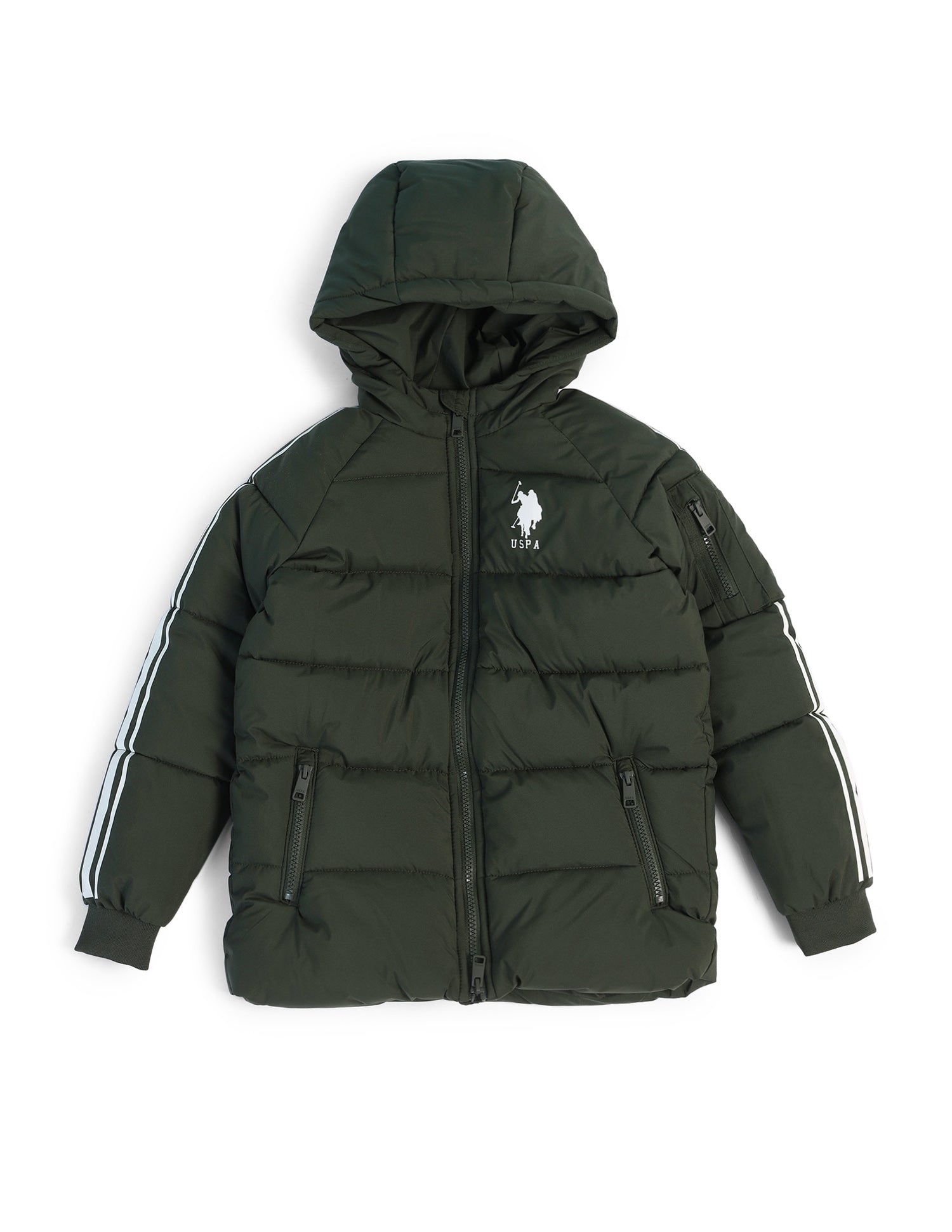 Boys Solid Regular Fit Jacket Dark Green - U.S. POLO ASSN. | Large
