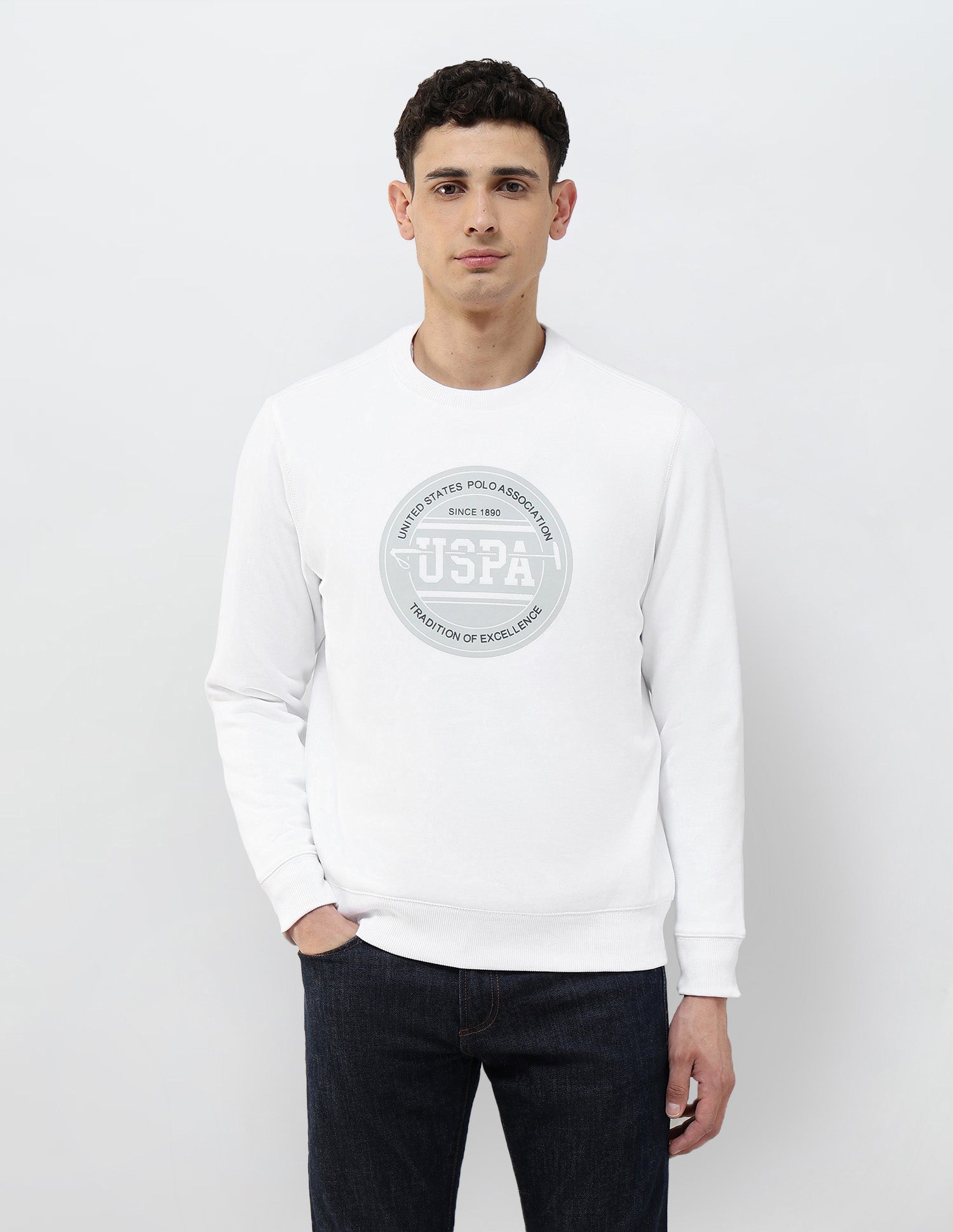 Brand Printed Regular Fit Sweatshirt White - U.S. POLO ASSN. | Large