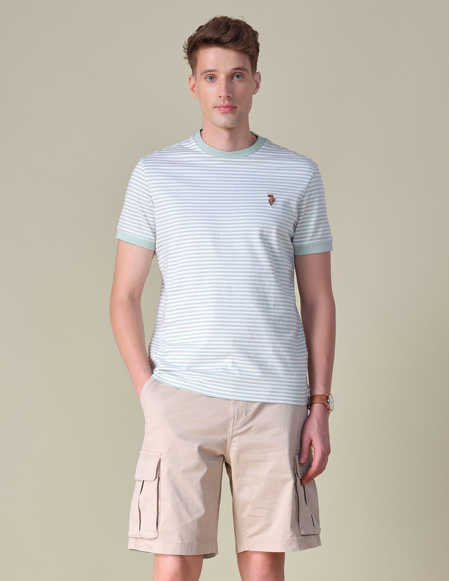 Horizontal Striped Slim Fit T-Shirt Grey - U.S. POLO ASSN. | Large