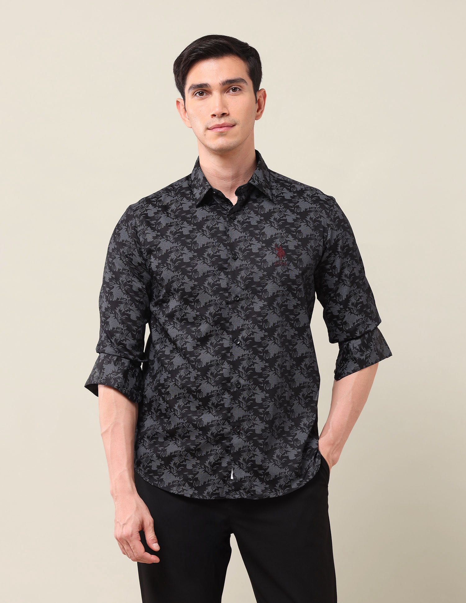 Tailored Fit Satin Shirt Navy - U.S. Polo Assn. India | Large