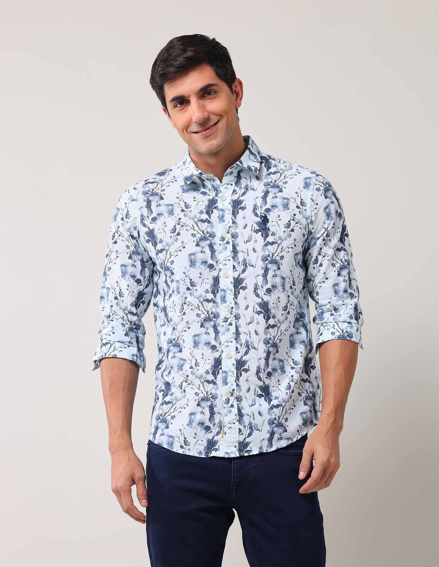 Regular Fit Floral Printed Shirt Blue - U.S. POLO ASSN. | Large