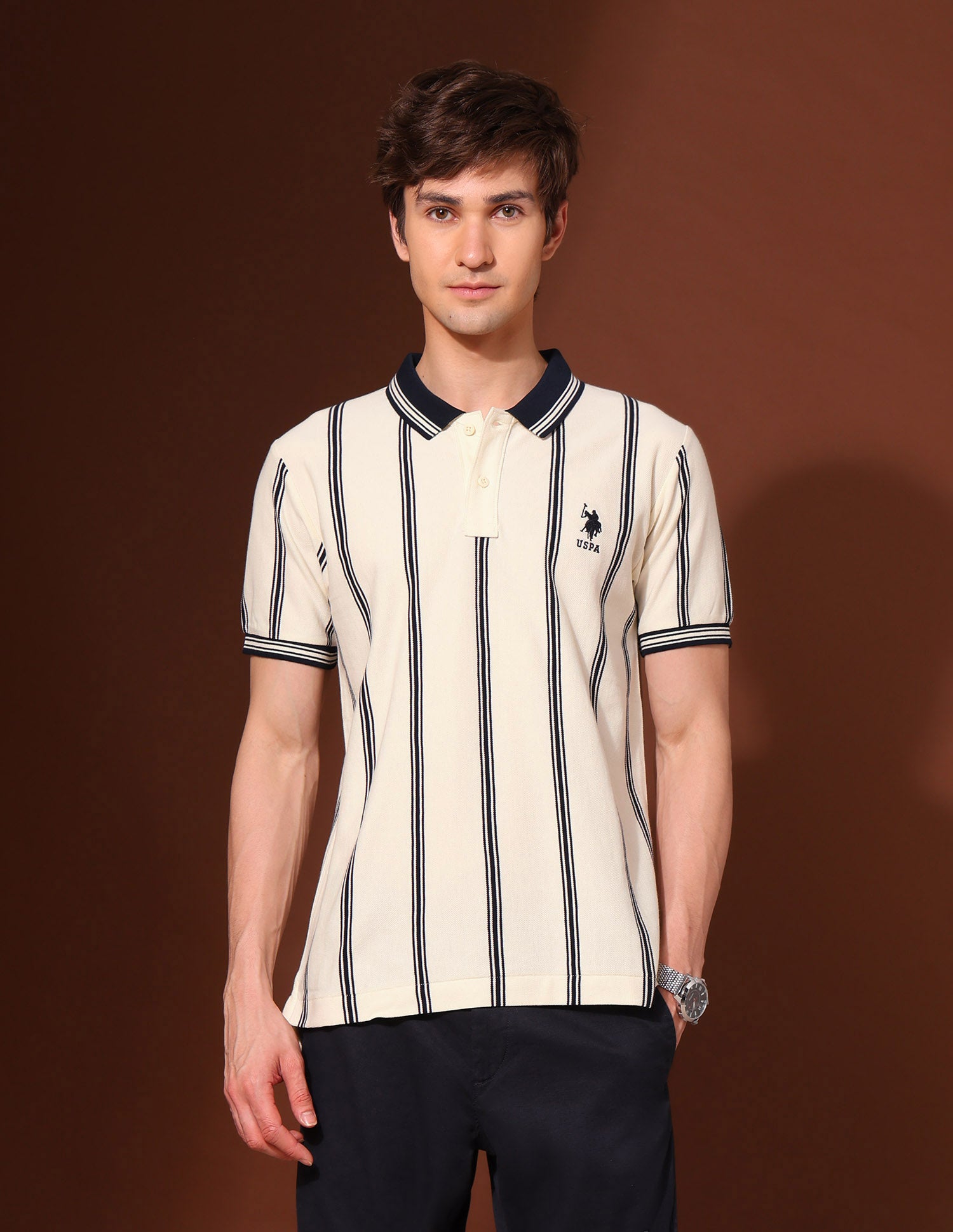 Pure Cotton Work And Wander Polo Shirt Off White - U.S. Polo Assn. India | Large